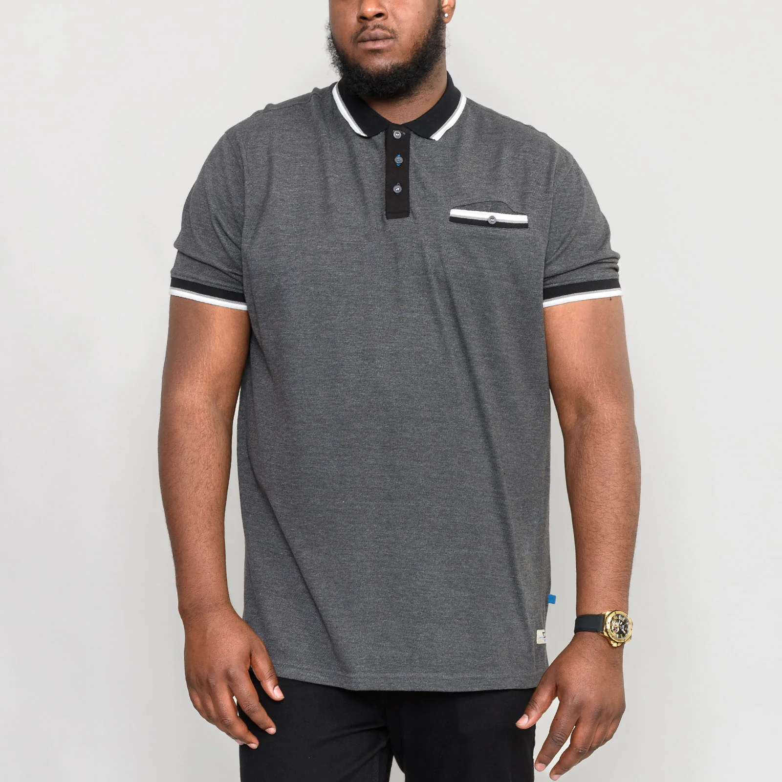 Duke D555 Mens Westbourne Big & Tall Pique 3 Button Polo Shirt - Charcoal - Image 2