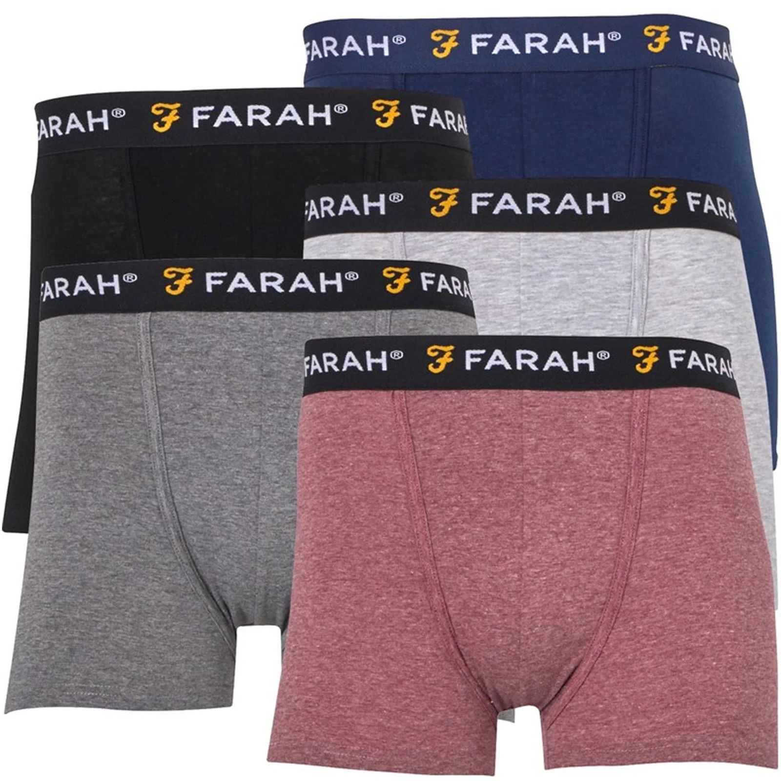 Farah Mens Glenco 5 Pack Elasticated Boxer Shorts - Assorted