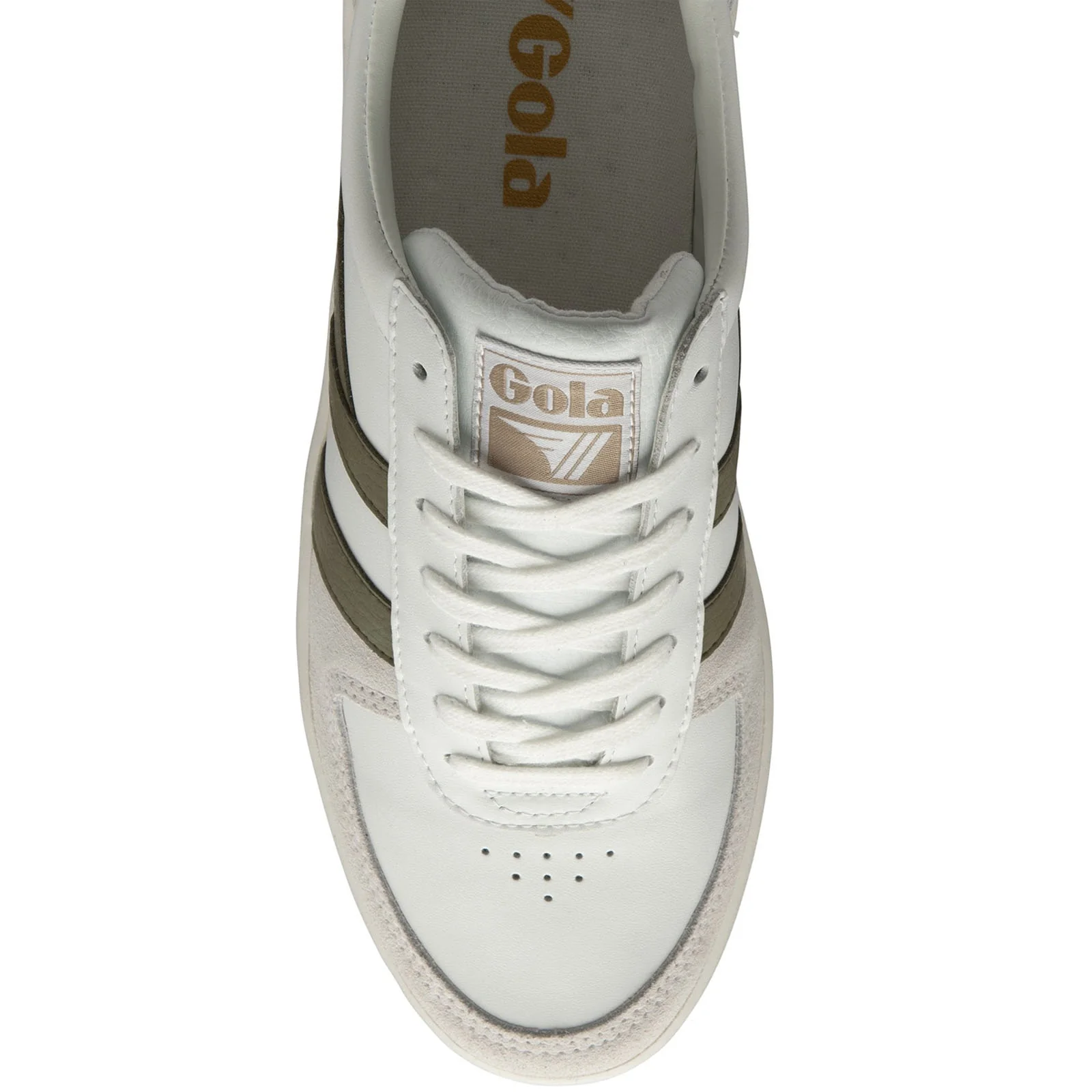 Gola Mens Grandslam Classic Retro Trainers - White/Khaki - Image 2
