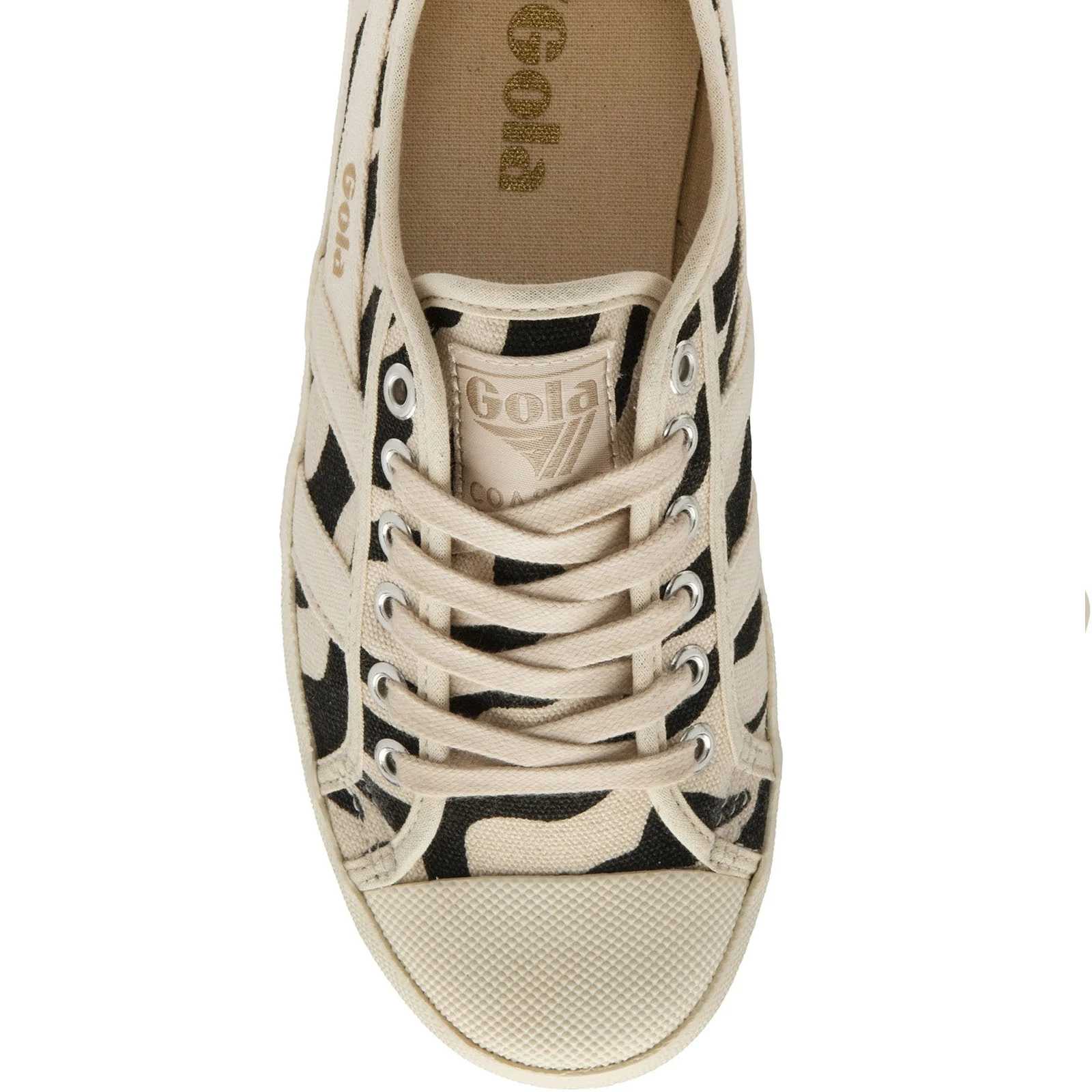 Gola Womens Coaster Delta Canvas Zebra Print Trainers - Off White - Image 2