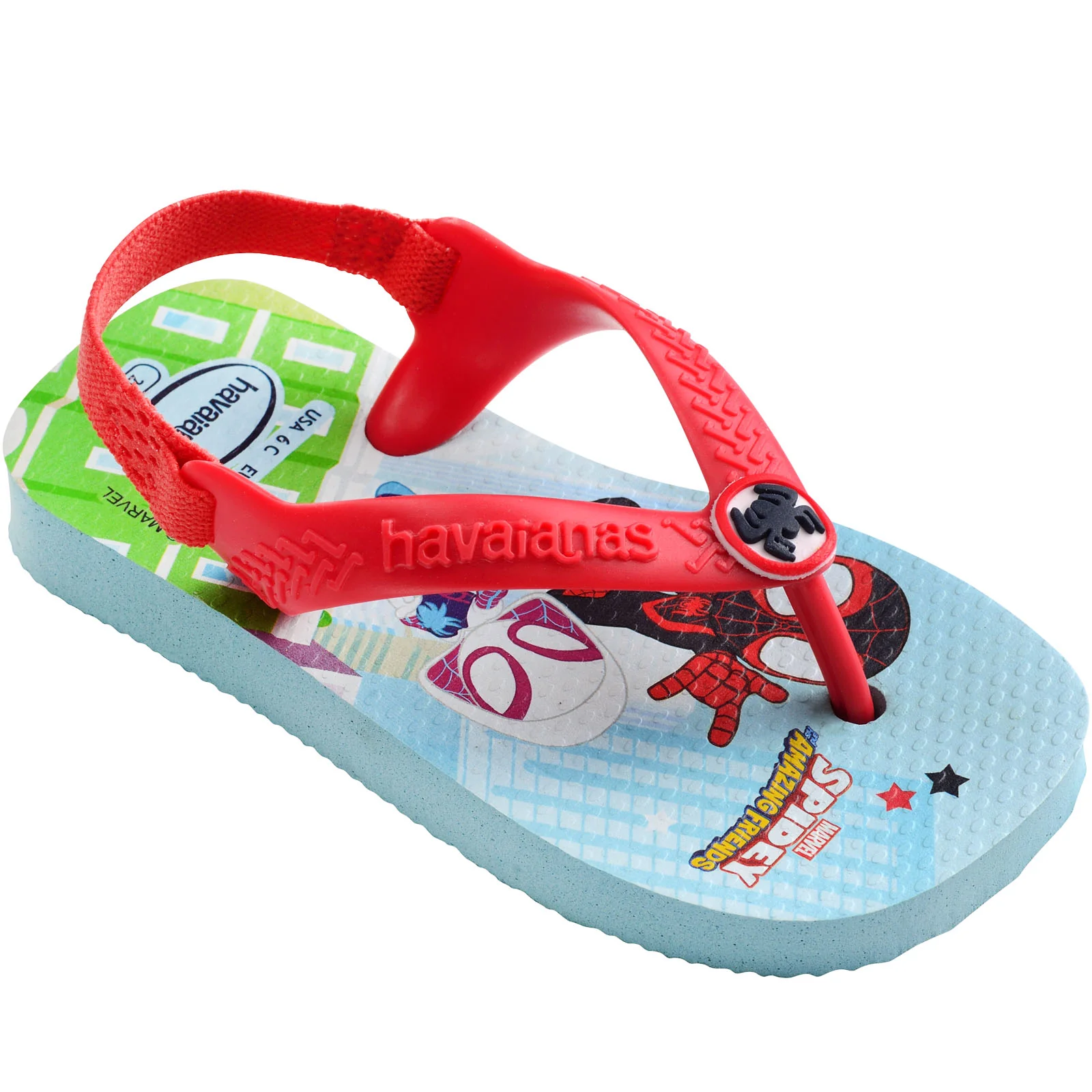 Havaianas Kids Baby Marvel Flip Flops - Blue/Red - Image 3