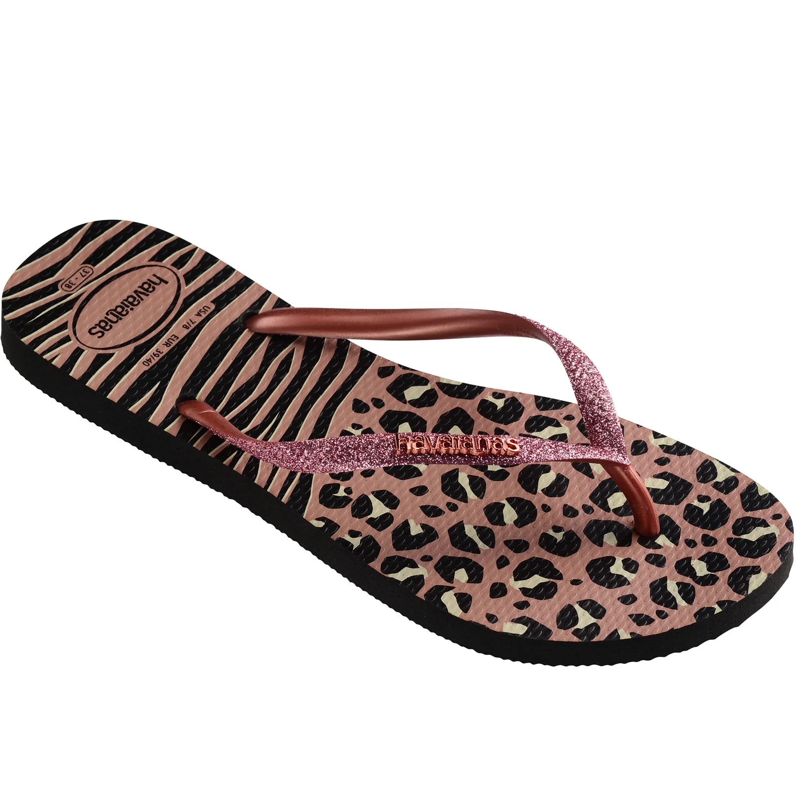 Havaianas Slim Animal Mix Summer Flip Flops - Black/Gold - Image 3