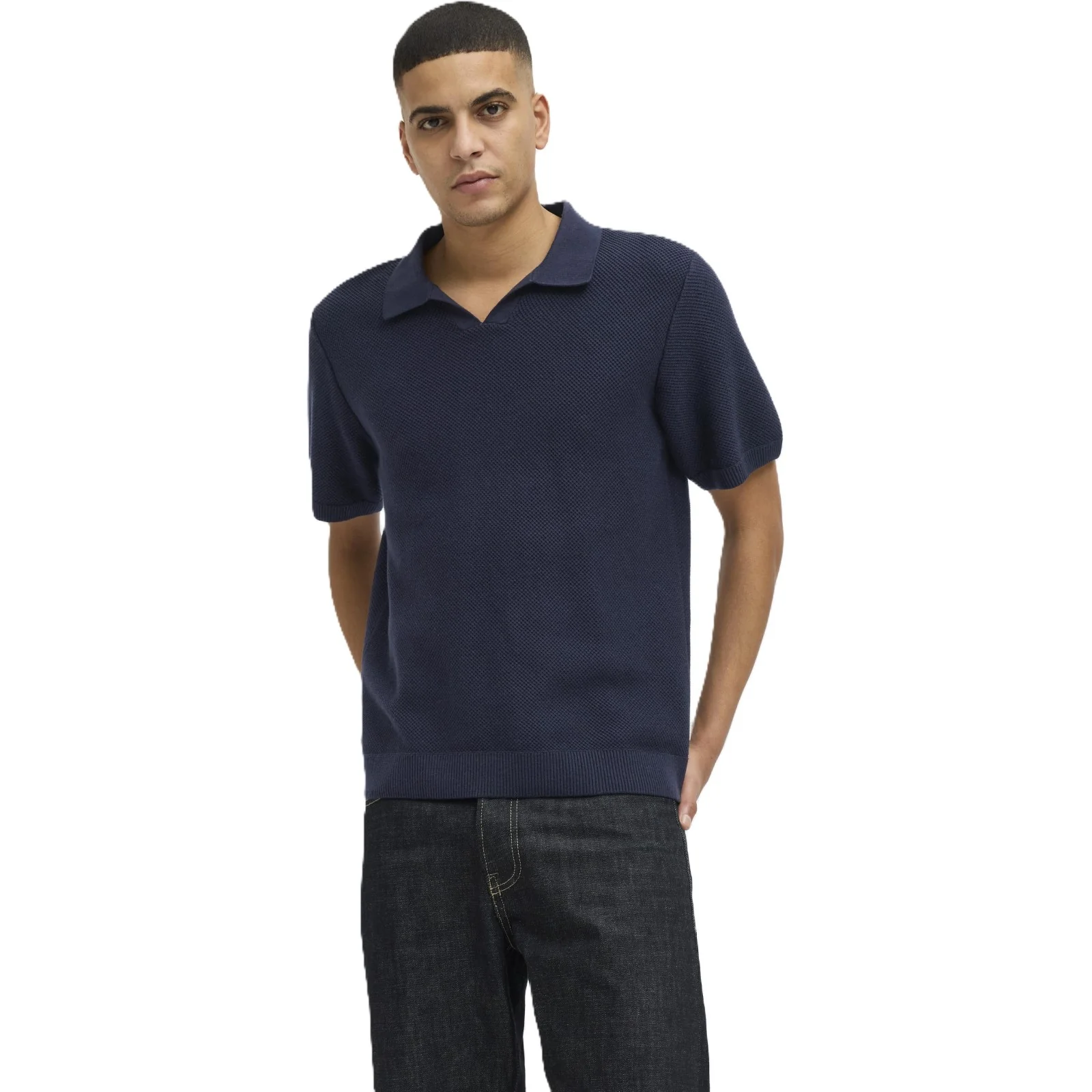Jack & Jones Mens Ceaston Knit Split Short Sleeve Polo Shirt - Image 6
