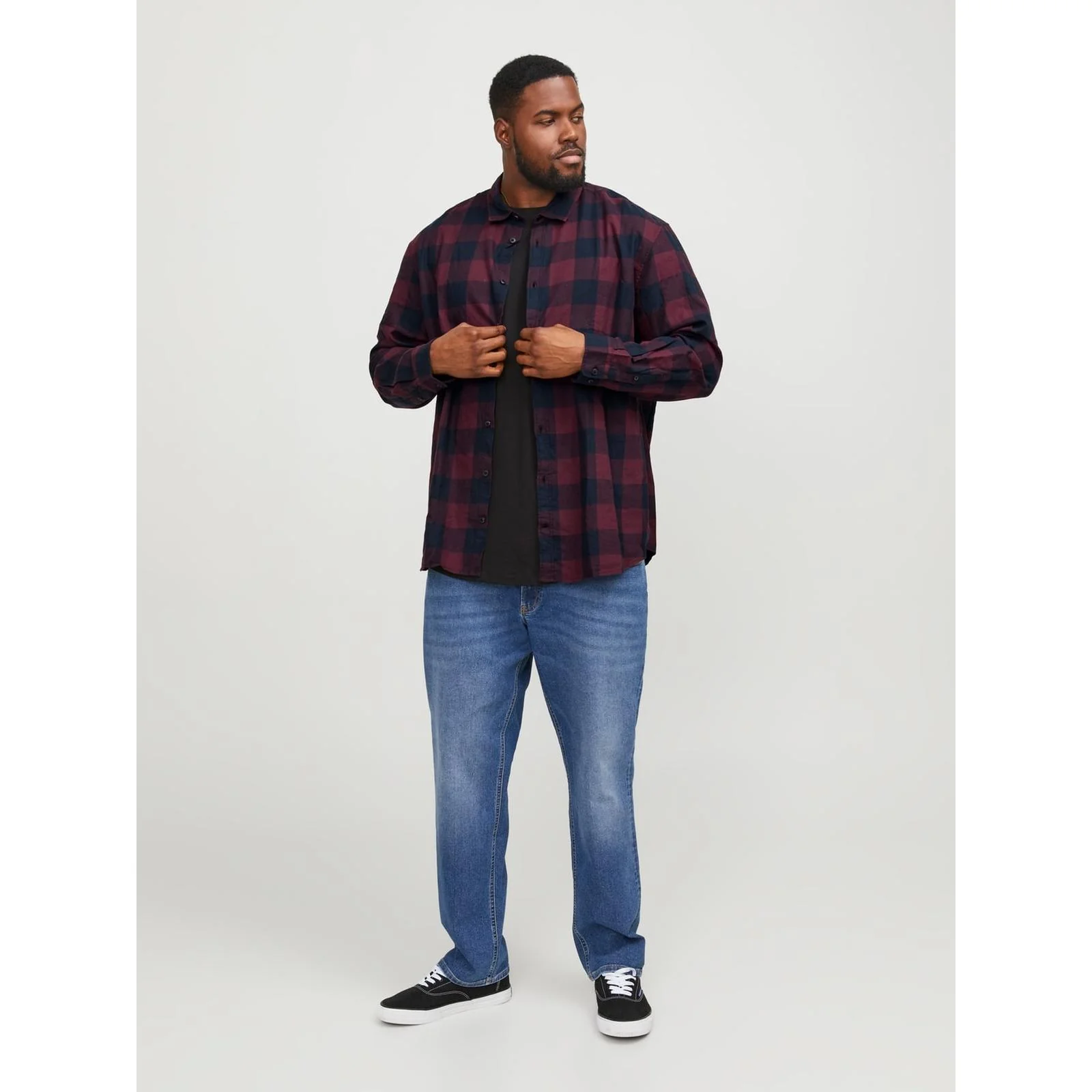 Jack & Jones Mens Gingham Big & Tall Twill Long Sleeve Checked Shirt - Image 10