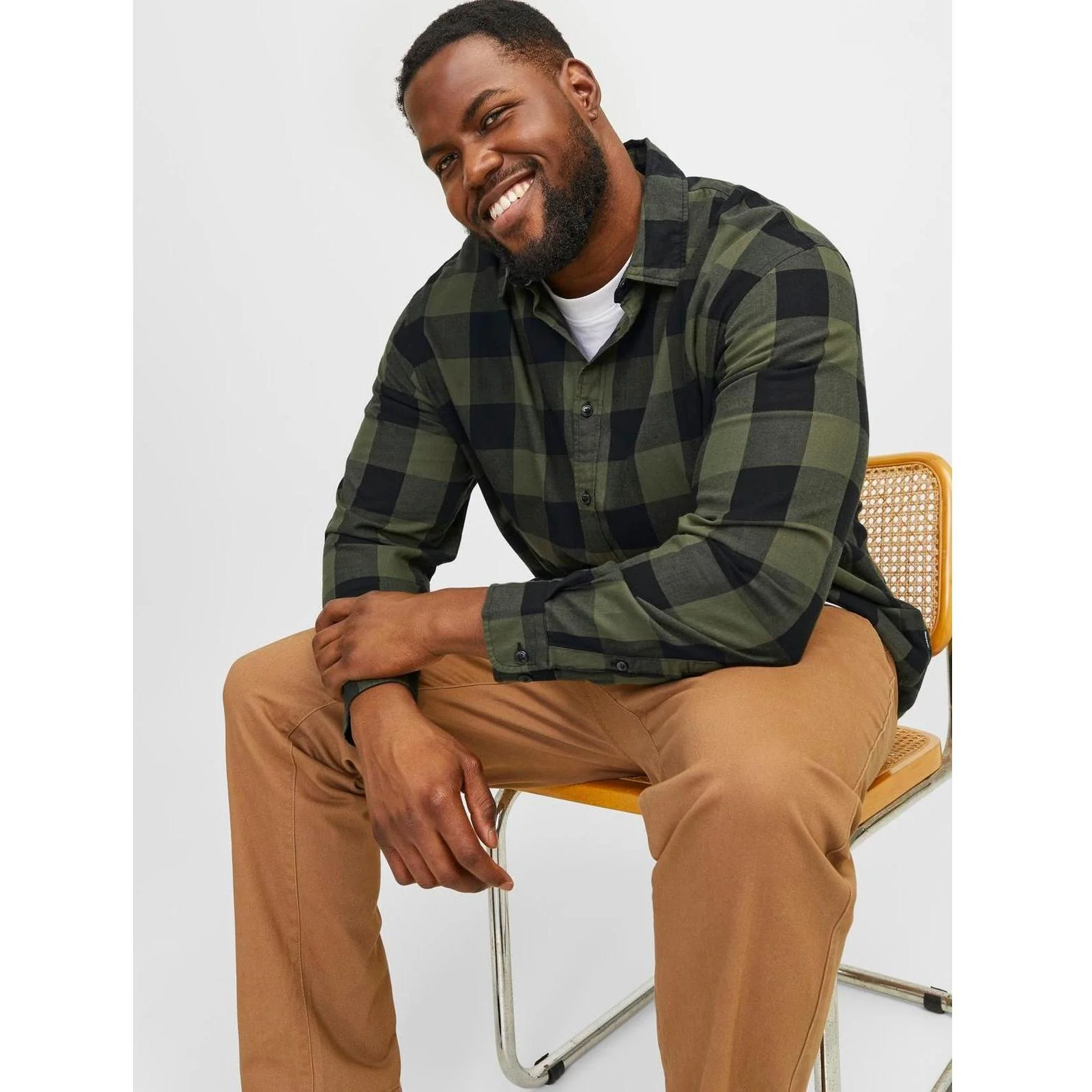 Jack & Jones Mens Gingham Big & Tall Twill Long Sleeve Checked Shirt - Image 11