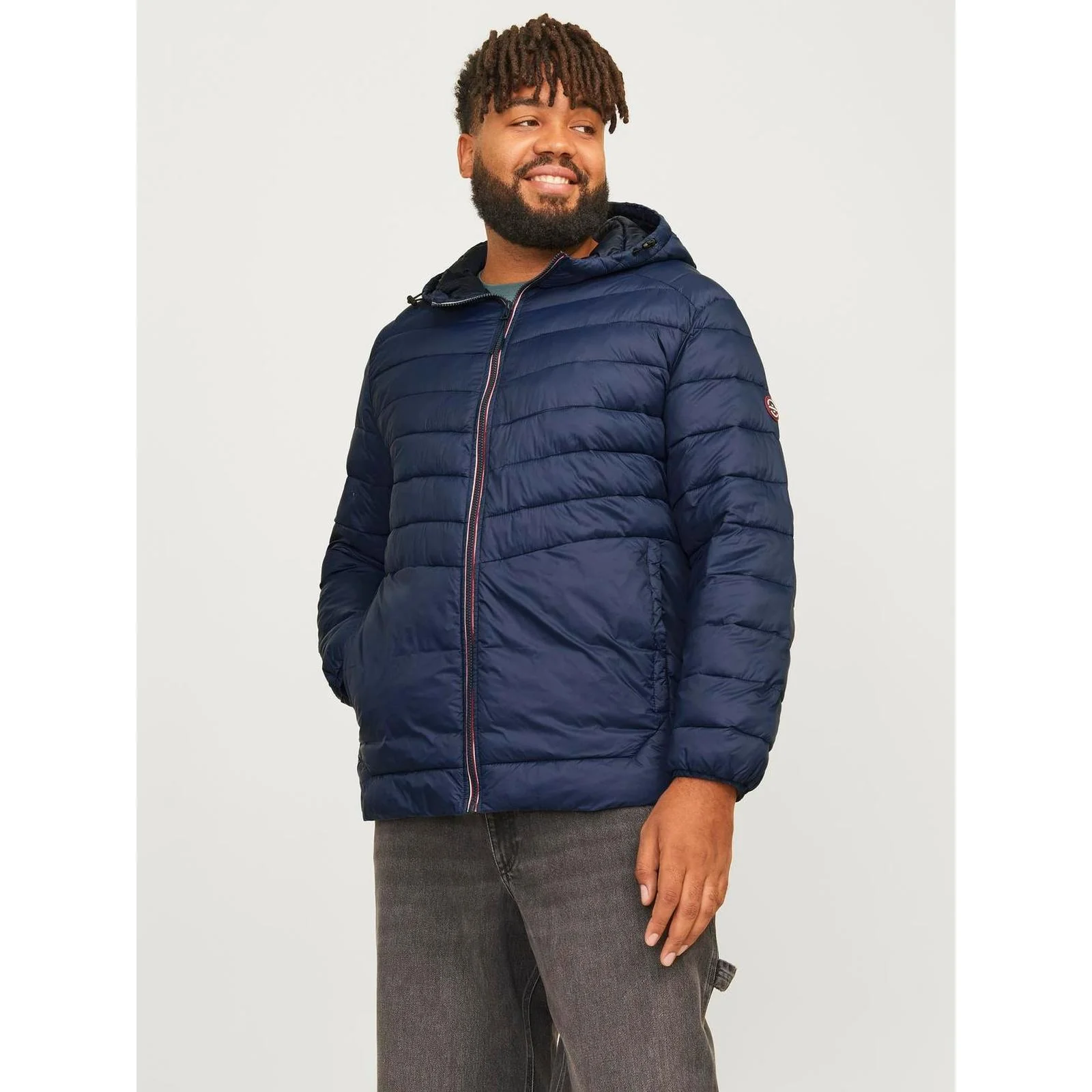 Jack & Jones Mens Sprint Big & Tall Full Zip Hooded Puffer Jacket - Image 3