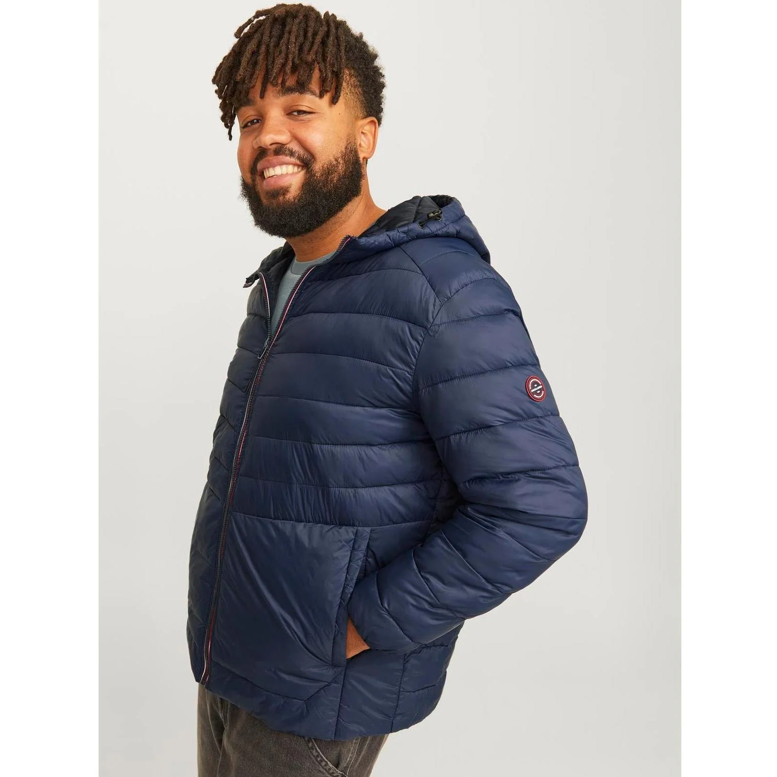 Jack & Jones Mens Sprint Big & Tall Full Zip Hooded Puffer Jacket - Image 7