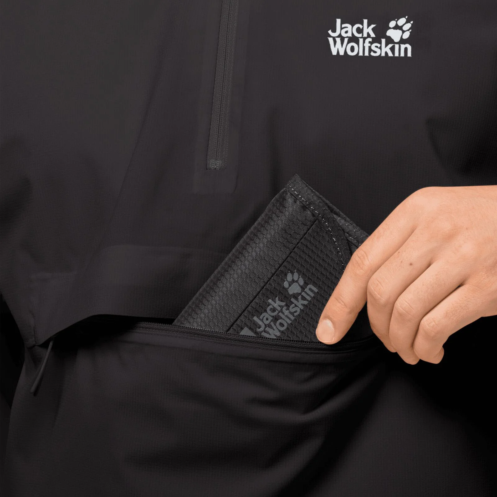 Jack Wolfskin Mens Pack & Go Overhead Waterproof Jacket - Black - Image 4