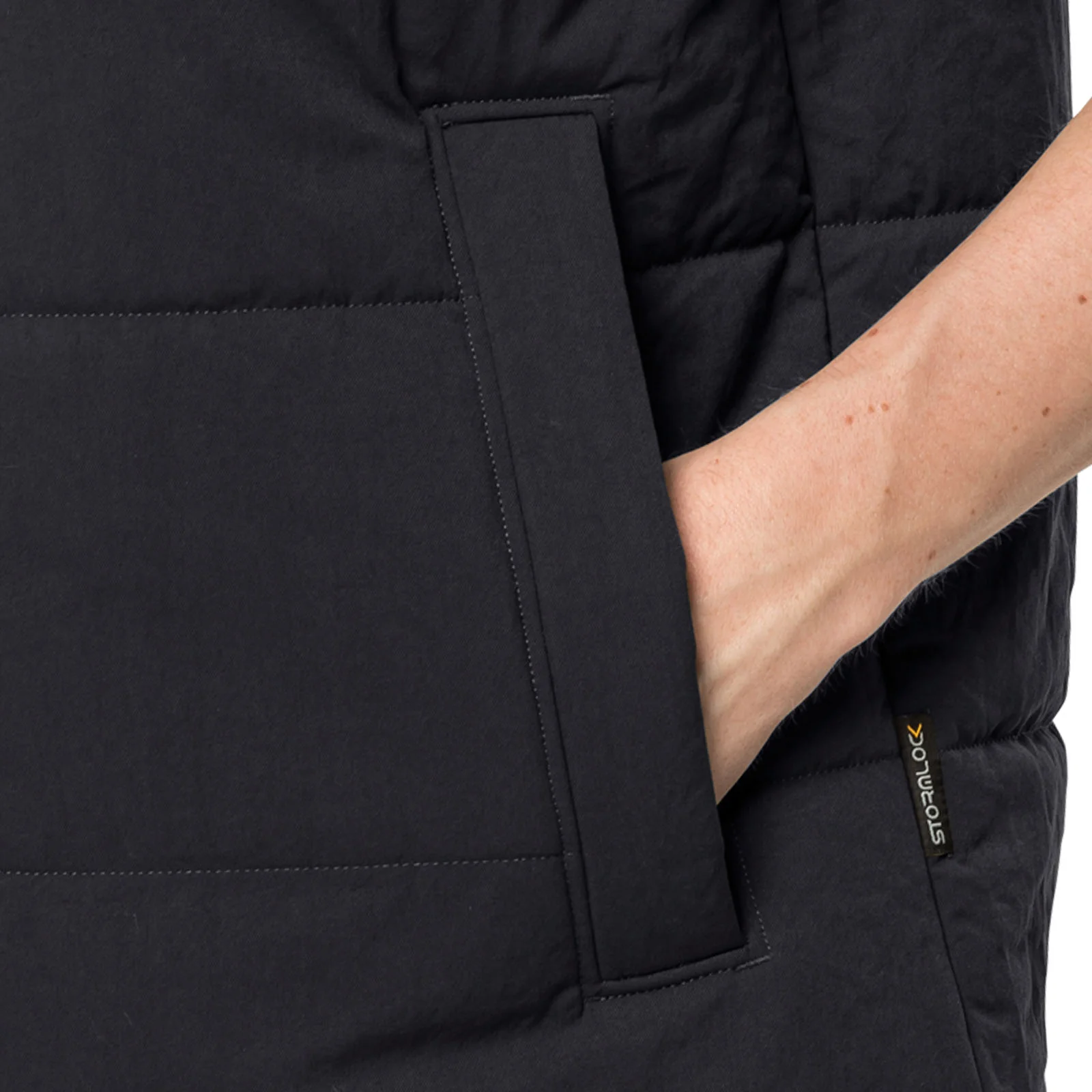 Jack Wolfskin Mens White Frost Windproof Water Repellent Gilet - Black - Image 4