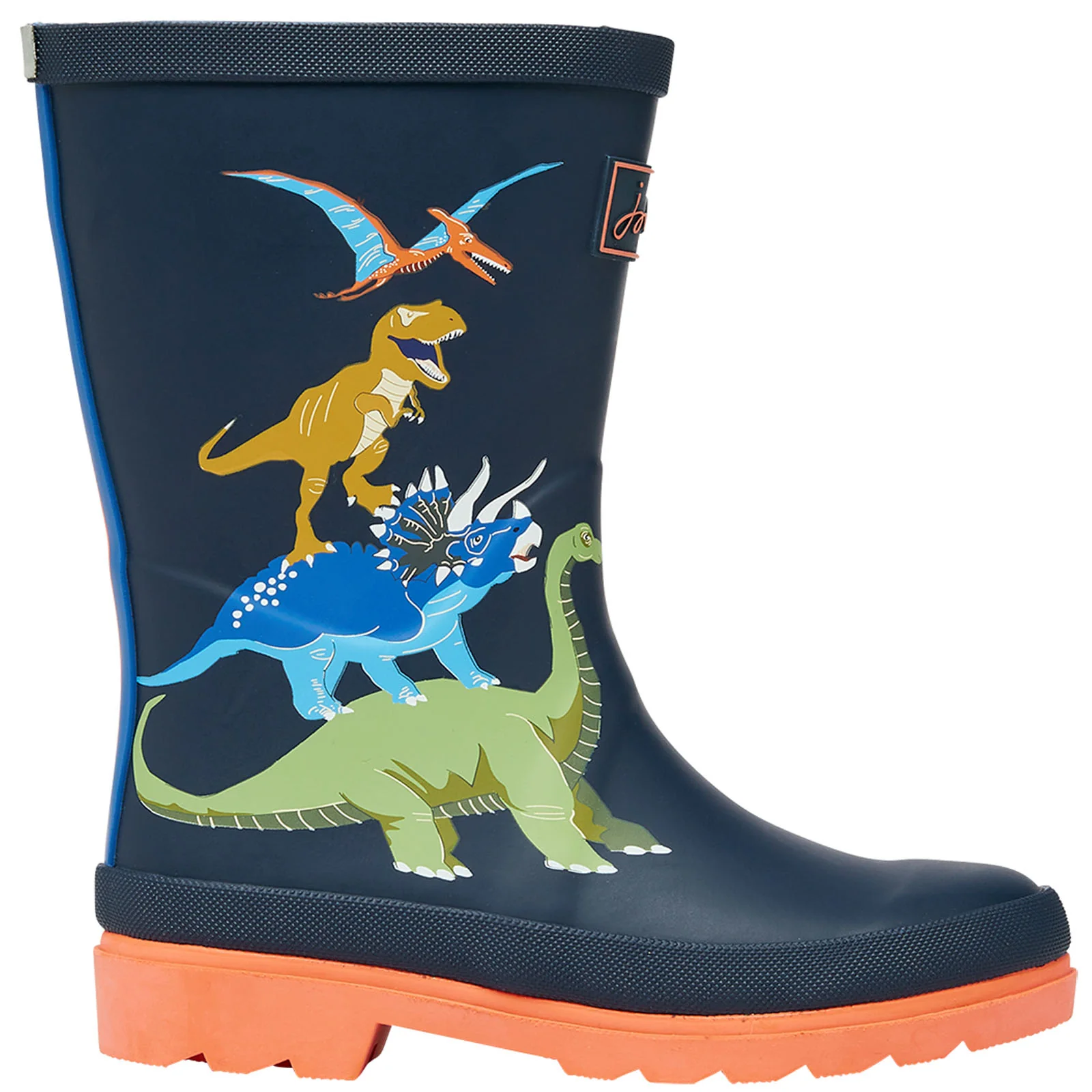 Joules Kids Junior Print Wellies - Dino Navy - Image 4