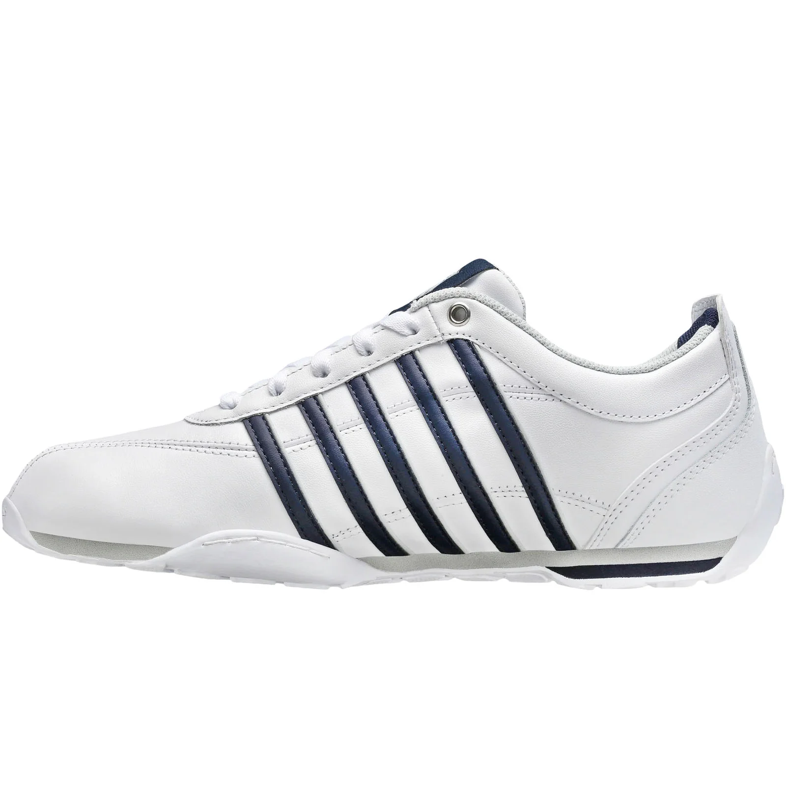 K-Swiss Mens Arvee 1.5 Leather Low Rise Trainers - White/Navy - Image 2