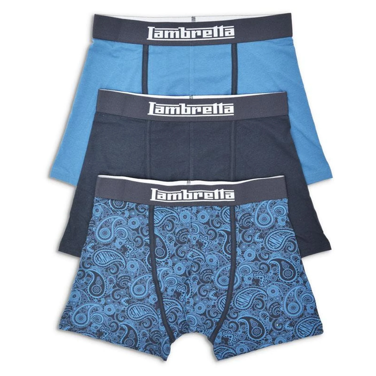 Lambretta Mens 3 Pack Paisley Elasticated Boxer Shorts Khaki - Image 2