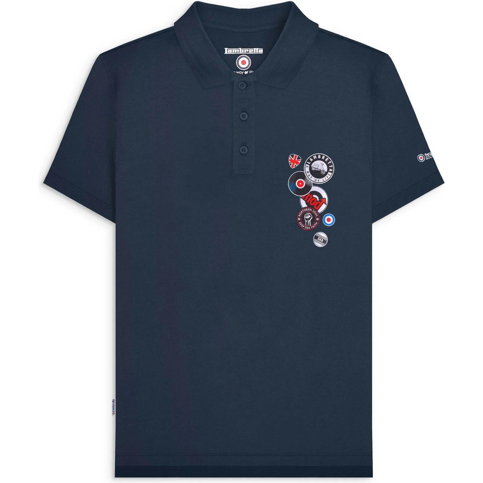 Lambretta Mens Badges Short Sleeve Polo Shirt - Image 3
