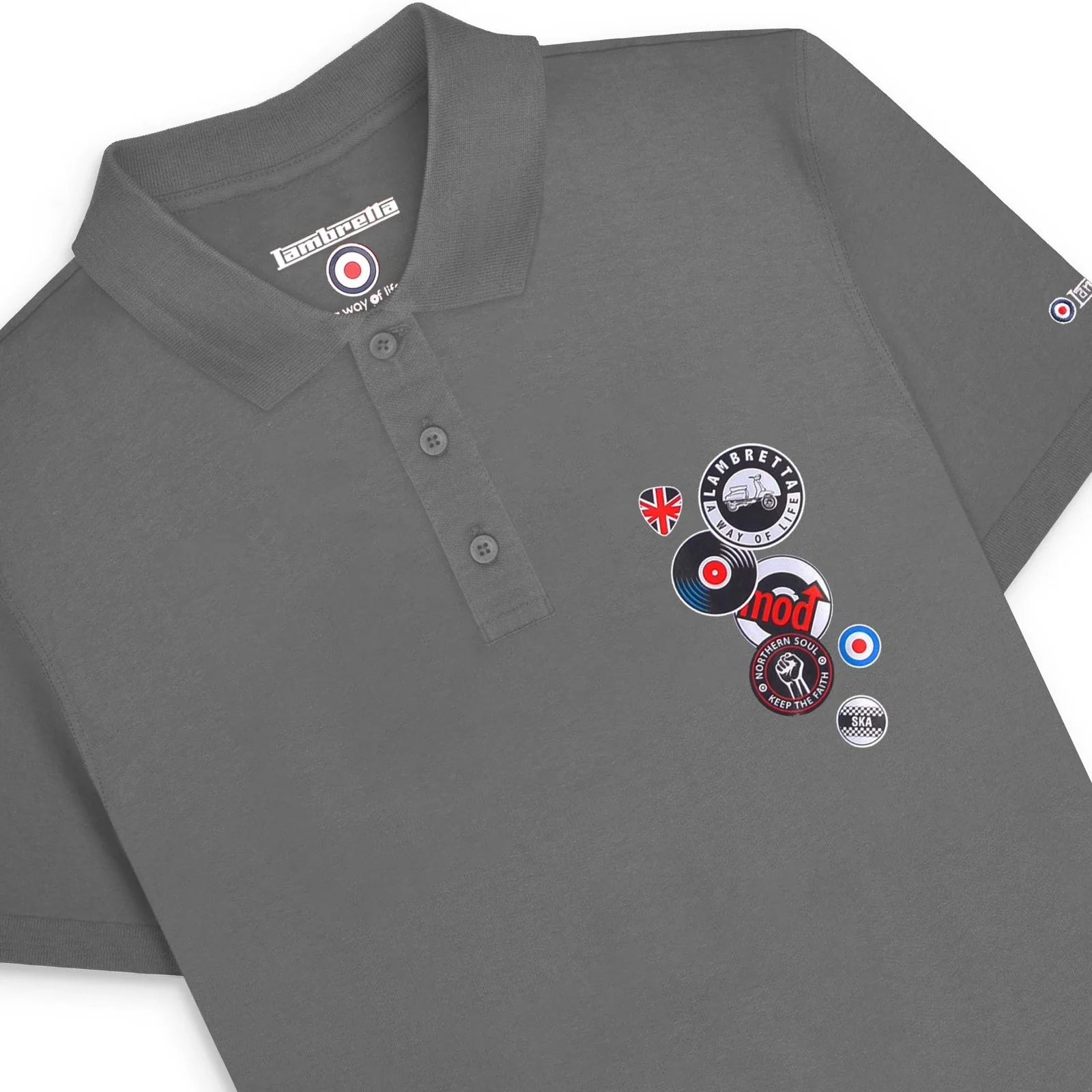 Lambretta Mens Badges Short Sleeve Polo Shirt - Image 6