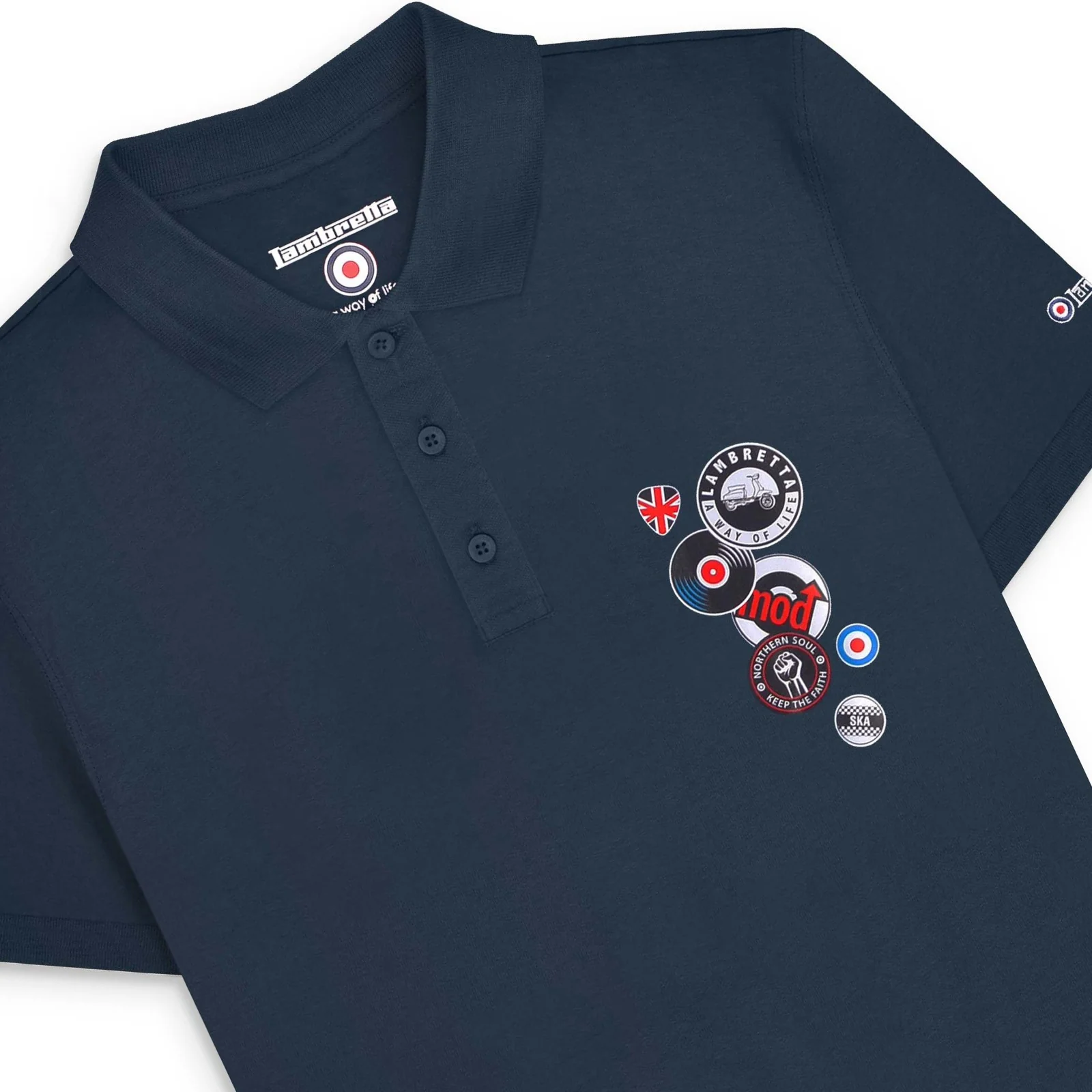 Lambretta Mens Badges Short Sleeve Polo Shirt - Image 7