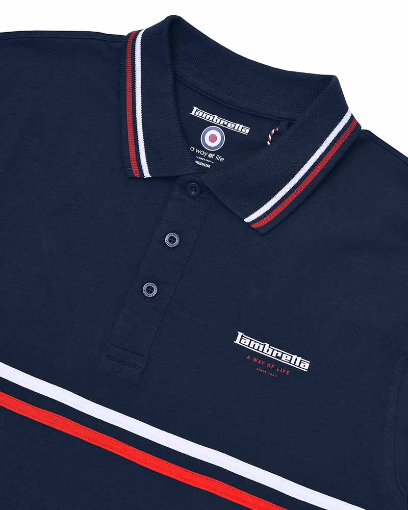 Lambretta Mens Classic Stripe Retro T-Shirt Polo Shirt - Image 4