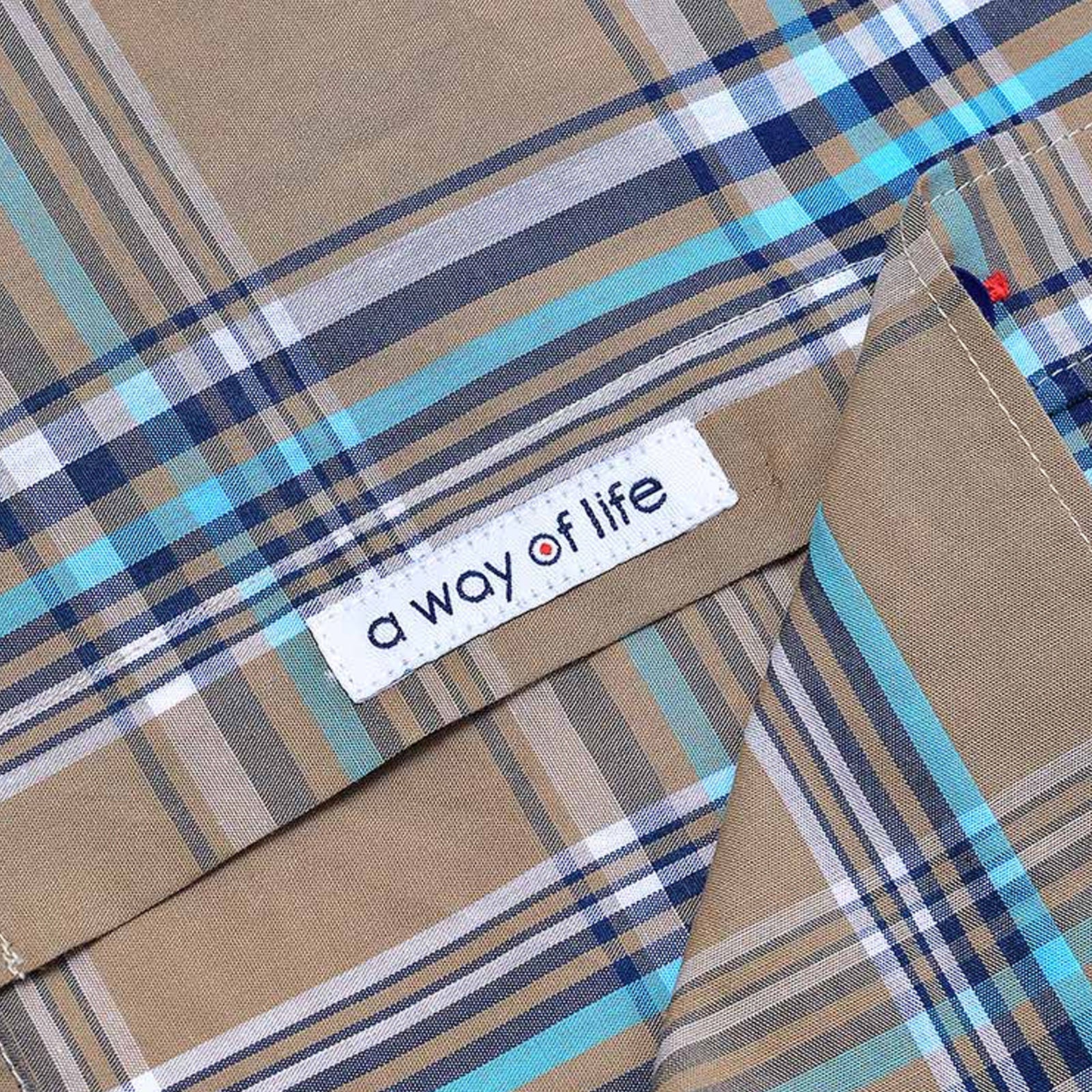 Lambretta Mens Cotton Check Shirt - Khaki/Navy - Image 4