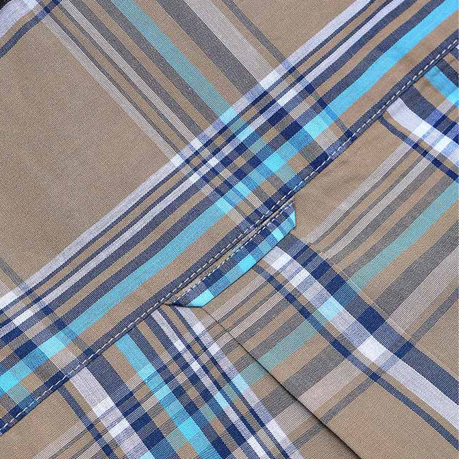 Lambretta Mens Cotton Check Shirt - Khaki/Navy - Image 6