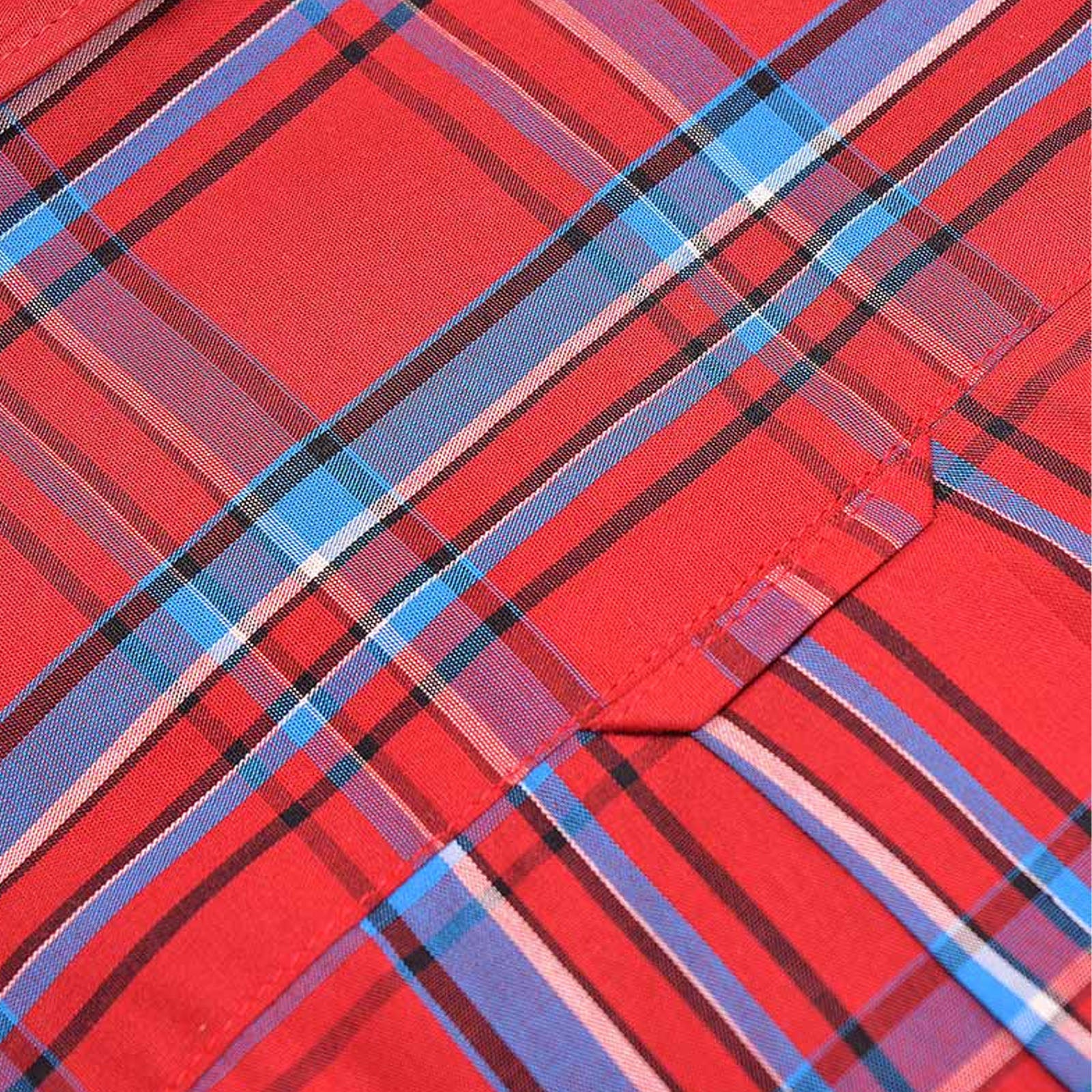 Lambretta Mens Cotton Check Shirt - Red/Blue - Image 6
