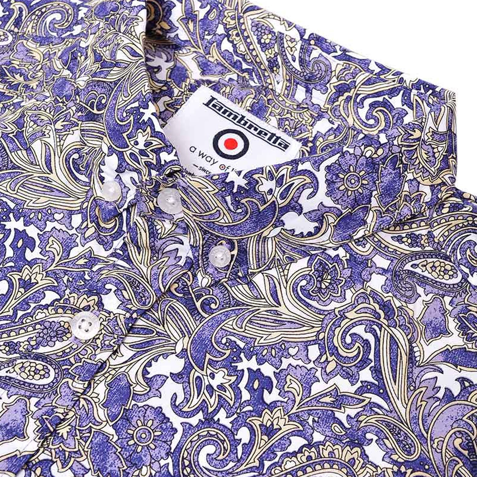 Lambretta Mens Cotton Paisley Shirt - Multi - Image 2