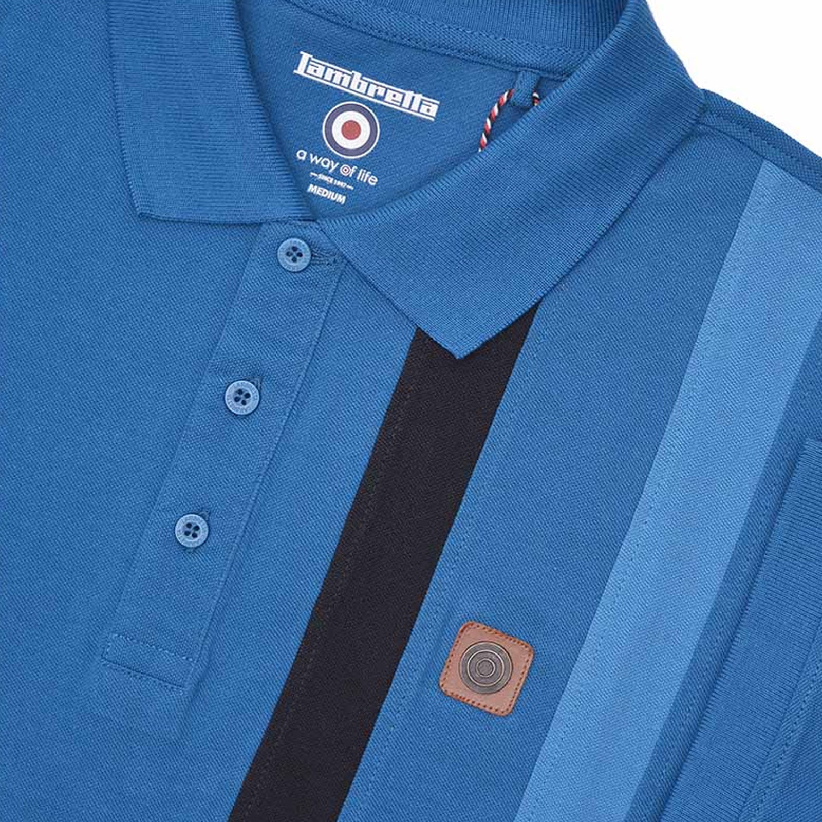 Lambretta Mens Cut & Sew Short Sleeve Stripe Polo Shirt - Image 4