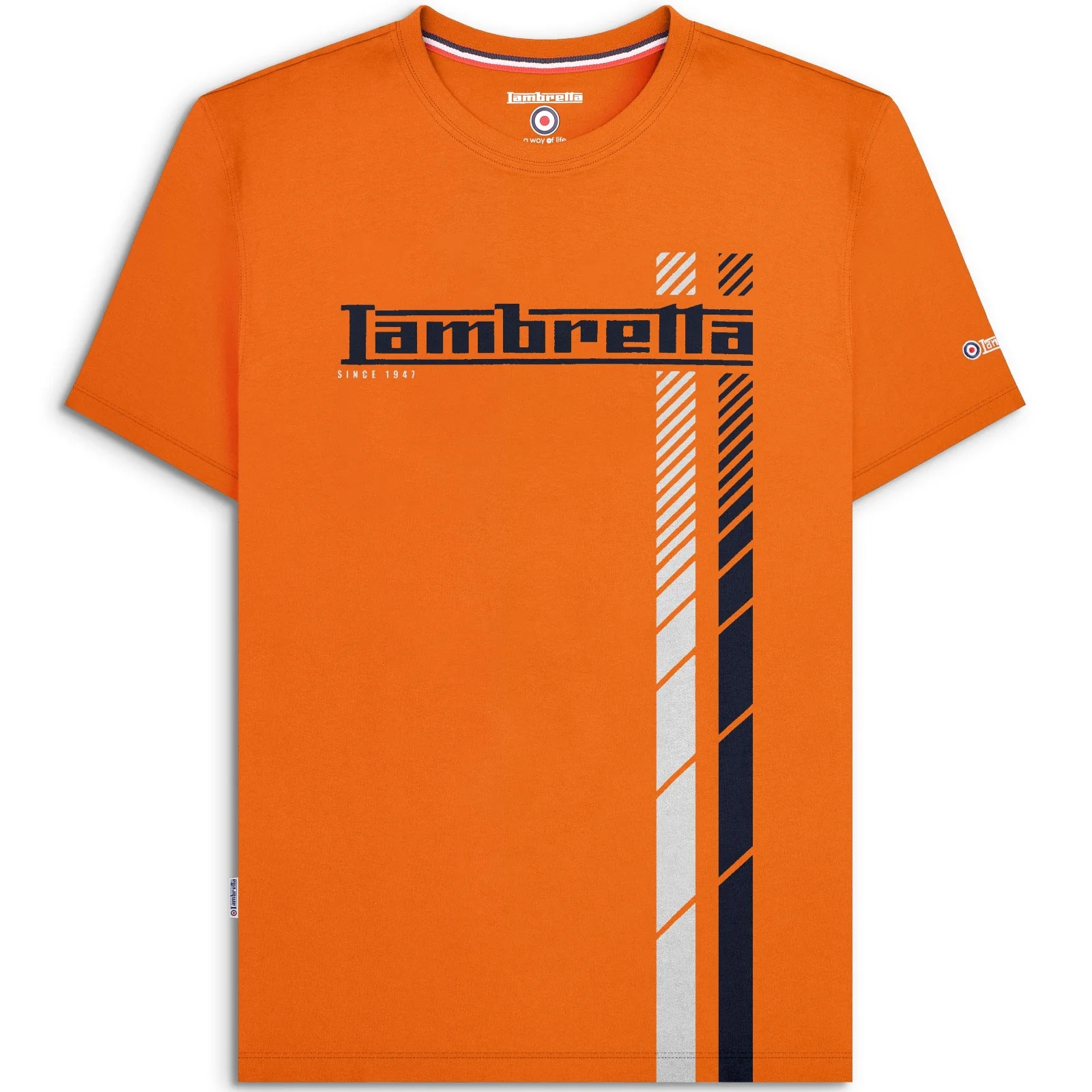 Lambretta Mens Fade Racing Stripe Short Sleeve T-Shirt - Image 2