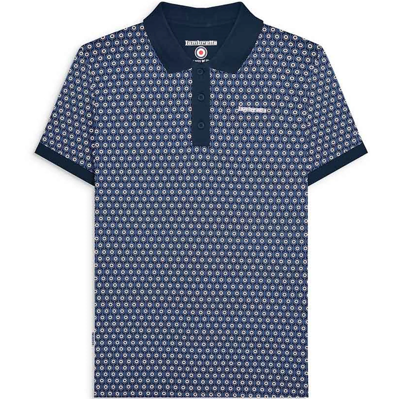 Lambretta Mens Geo Roundel Short Sleeve Polo Shirt - Image 3