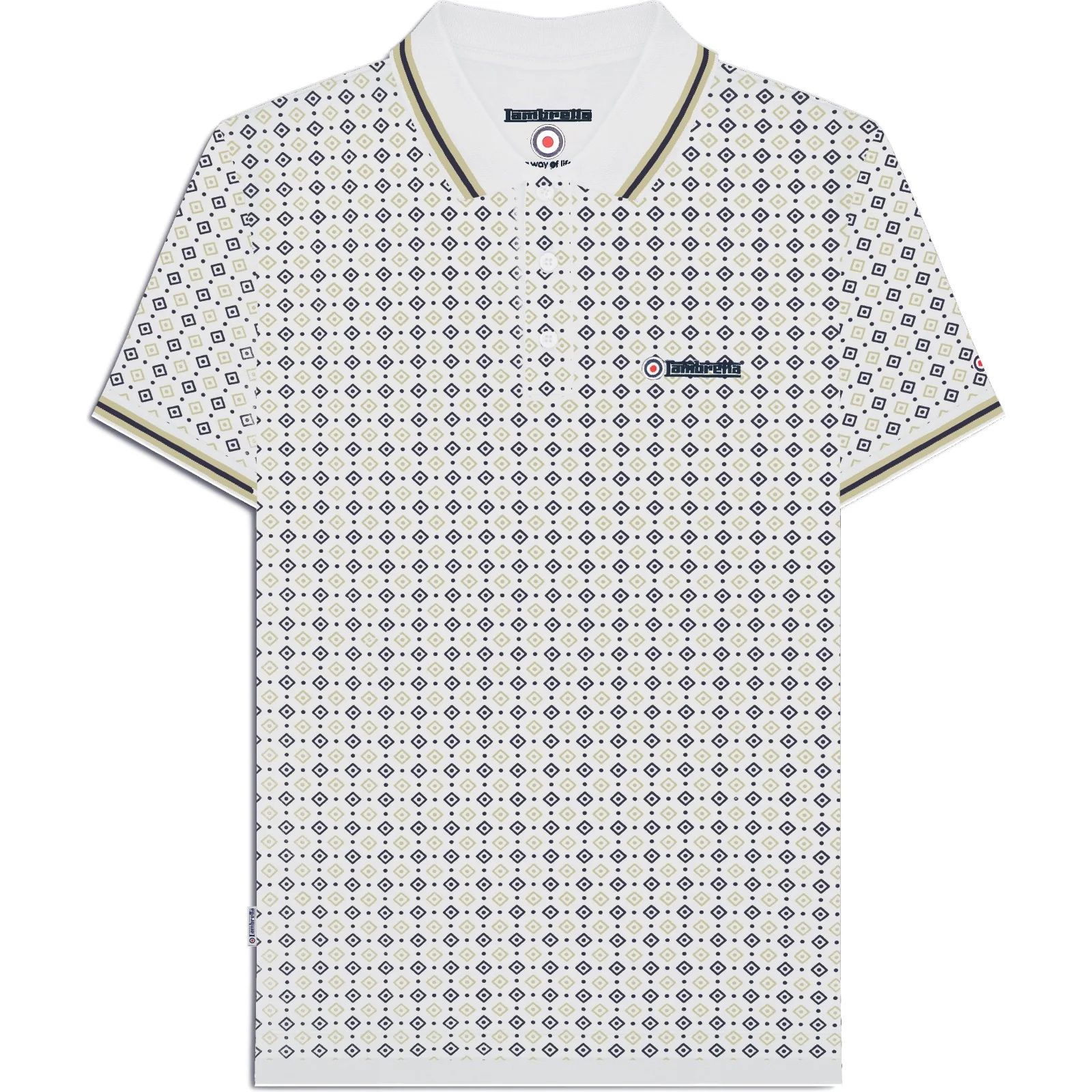Lambretta Mens Geometric Allover Print Polo Shirt - Image 14