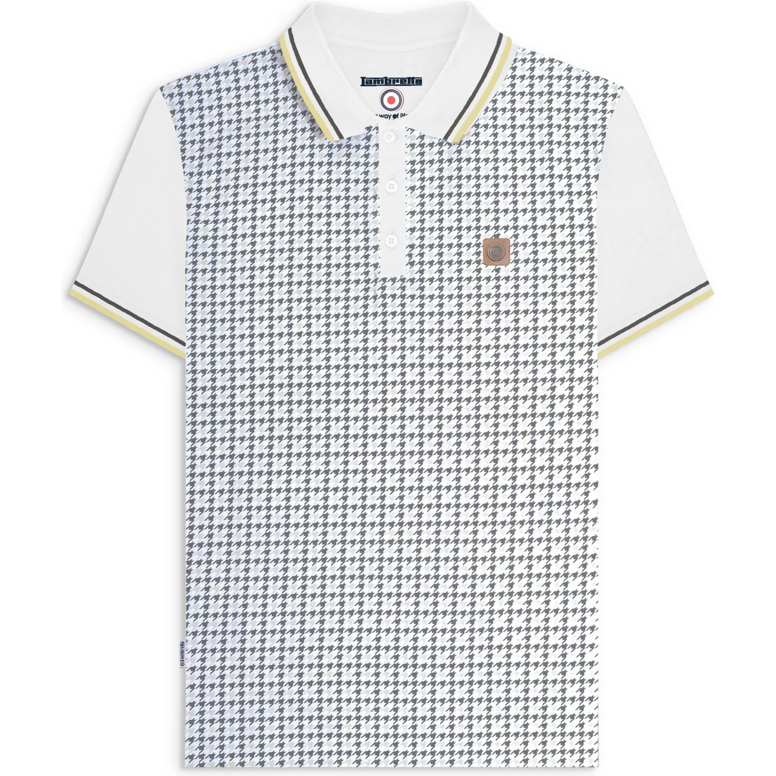 Lambretta Mens Houndstooth Short Sleeve Polo Shirt - Image 3