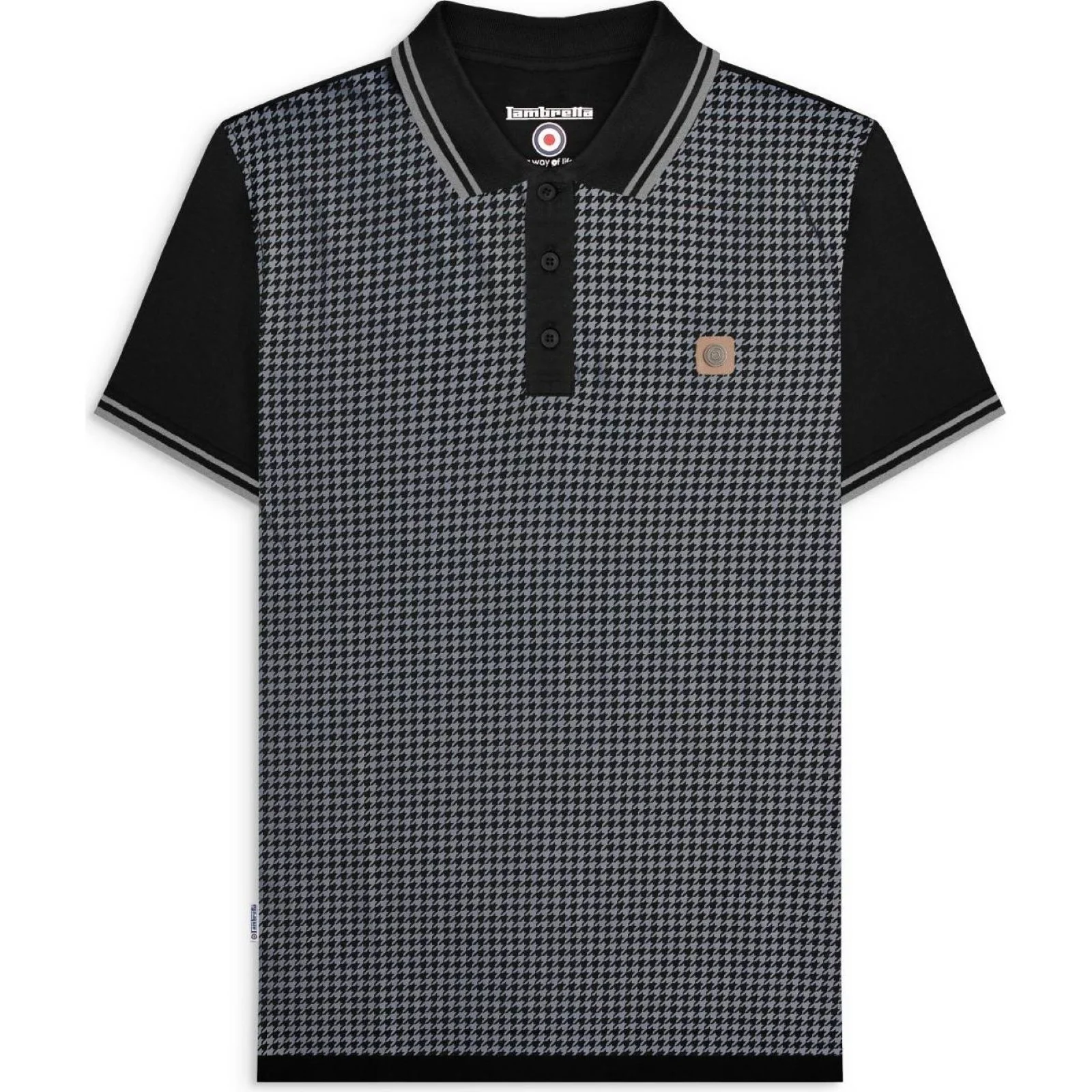 Lambretta Mens Houndstooth Short Sleeve Polo Shirt - Image 4
