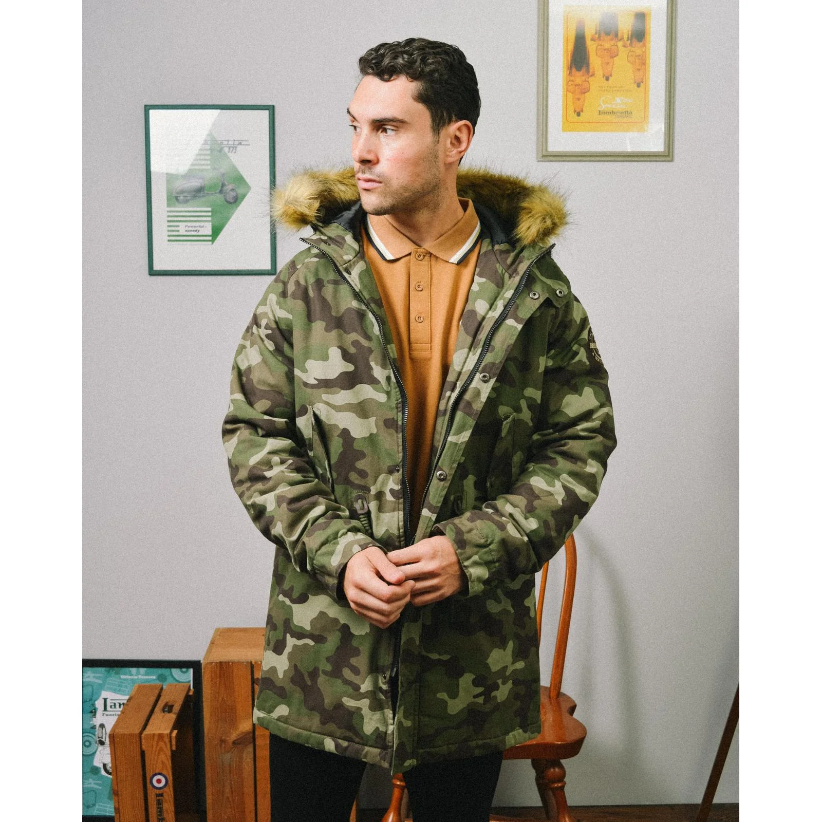 Lambretta Mens Camo Parka Jacket - Image 2