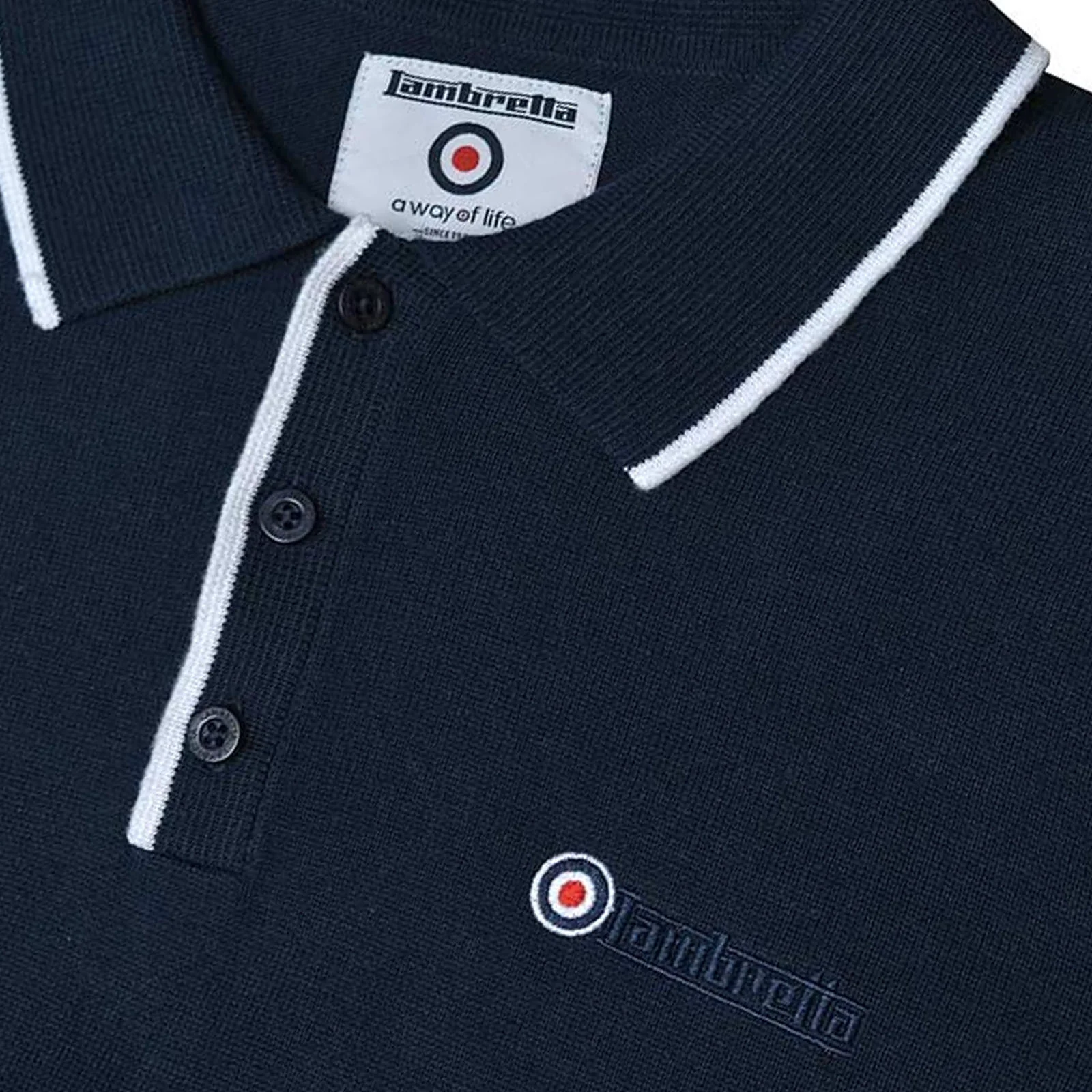 Lambretta Mens Knitted Long Sleeve Polo Shirt - Image 5