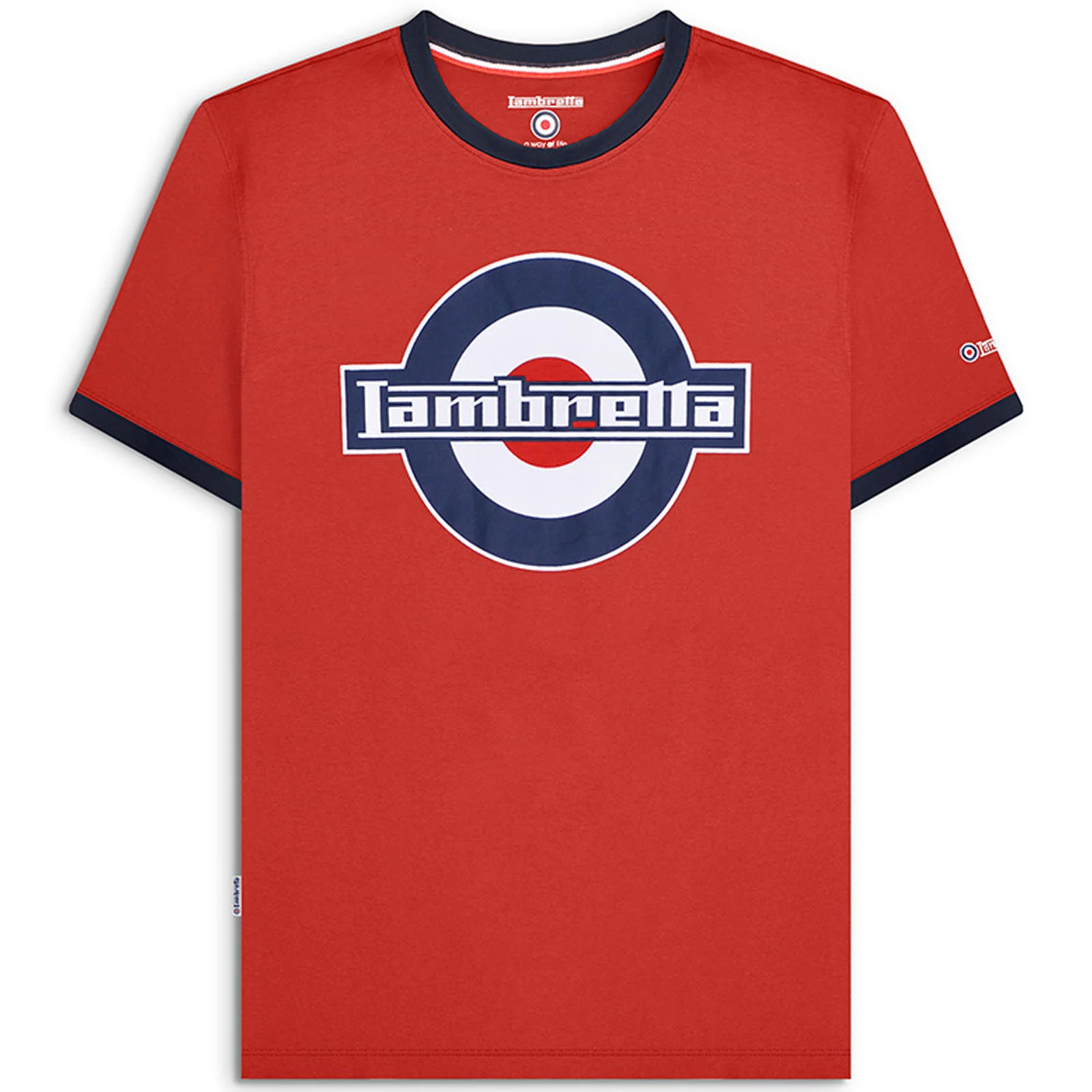 Lambretta Mens Logo Ringer Crew Neck Cotton T-Shirt - Image 4