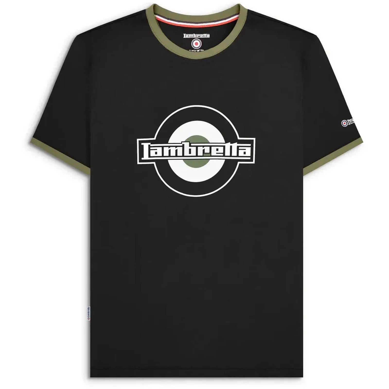 Lambretta Mens Logo Ringer Crew Neck Cotton T-Shirt - Image 6