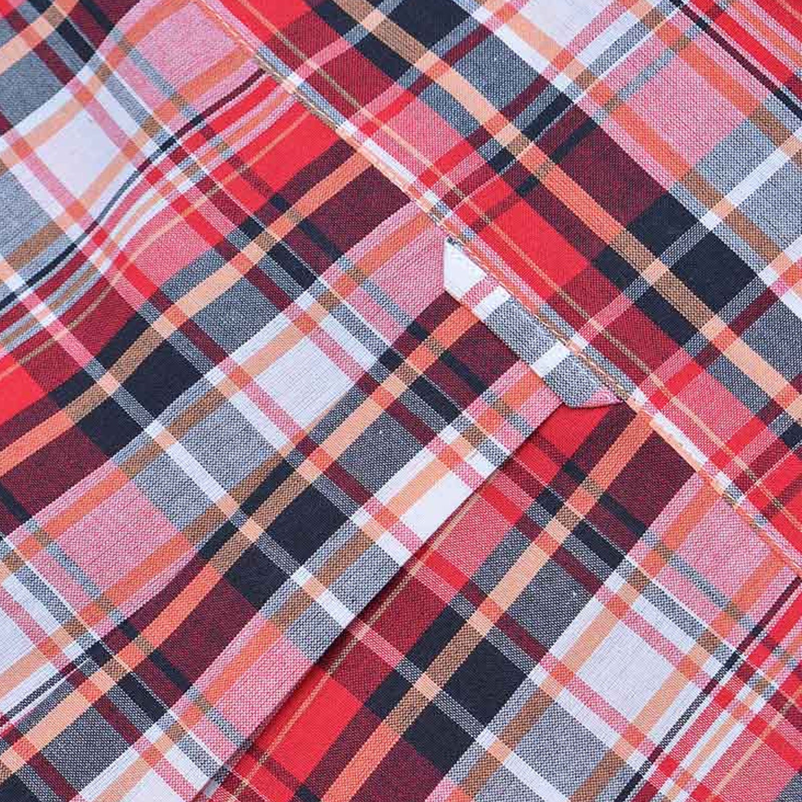 Lambretta Mens Multi Check Short Sleeve Button Down Collar Shirt - Red/White - Image 7