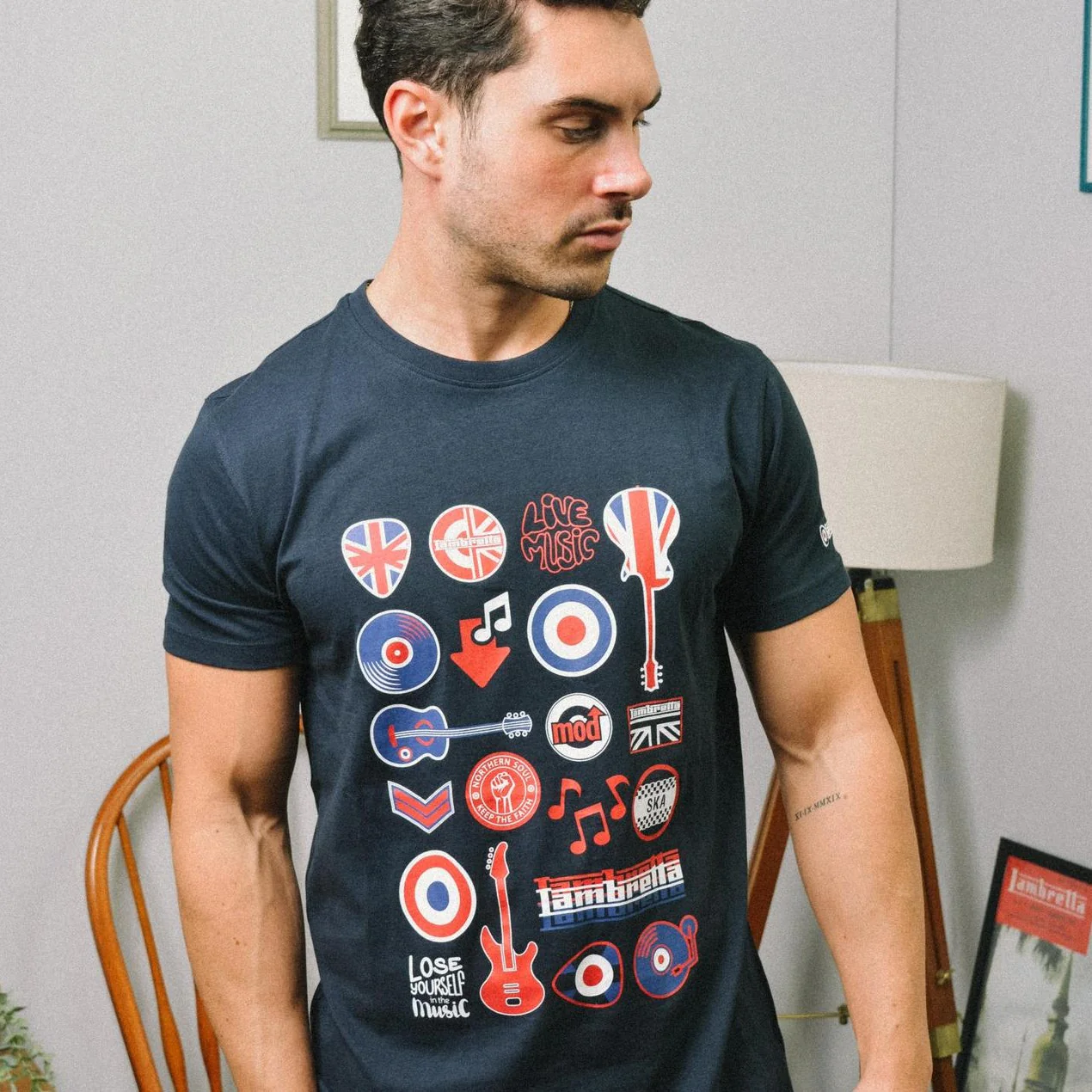 Lambretta Mens Music Icon Short Sleeve Graphic T-Shirt - Image 11