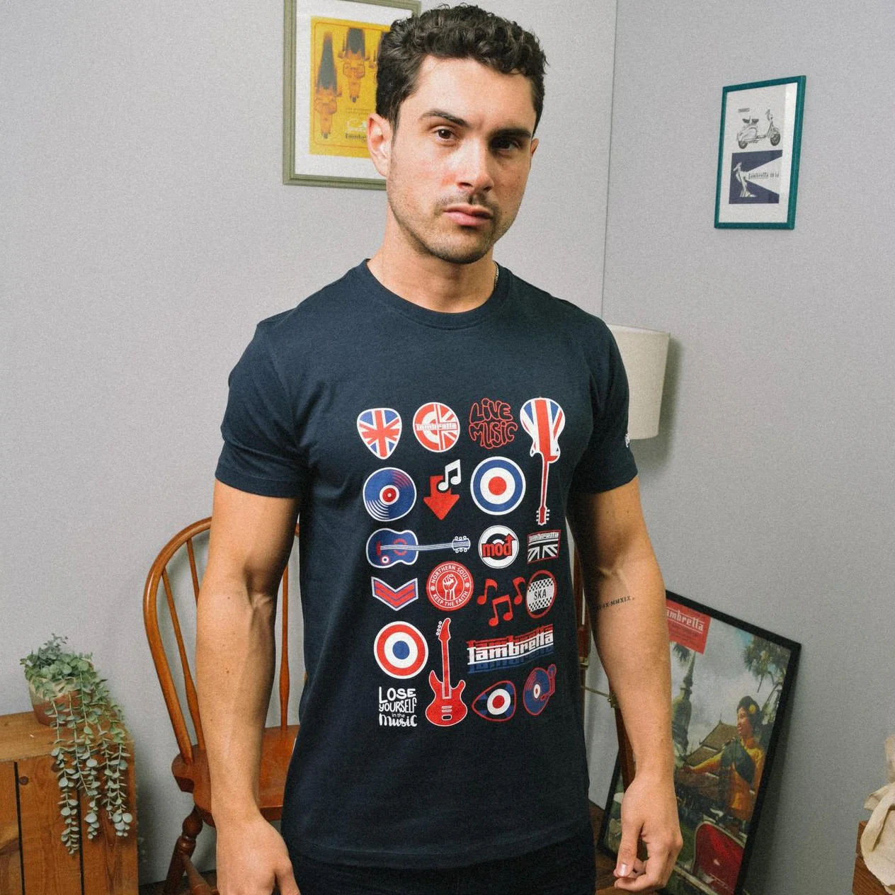 Lambretta Mens Music Icon Short Sleeve Graphic T-Shirt - Image 8
