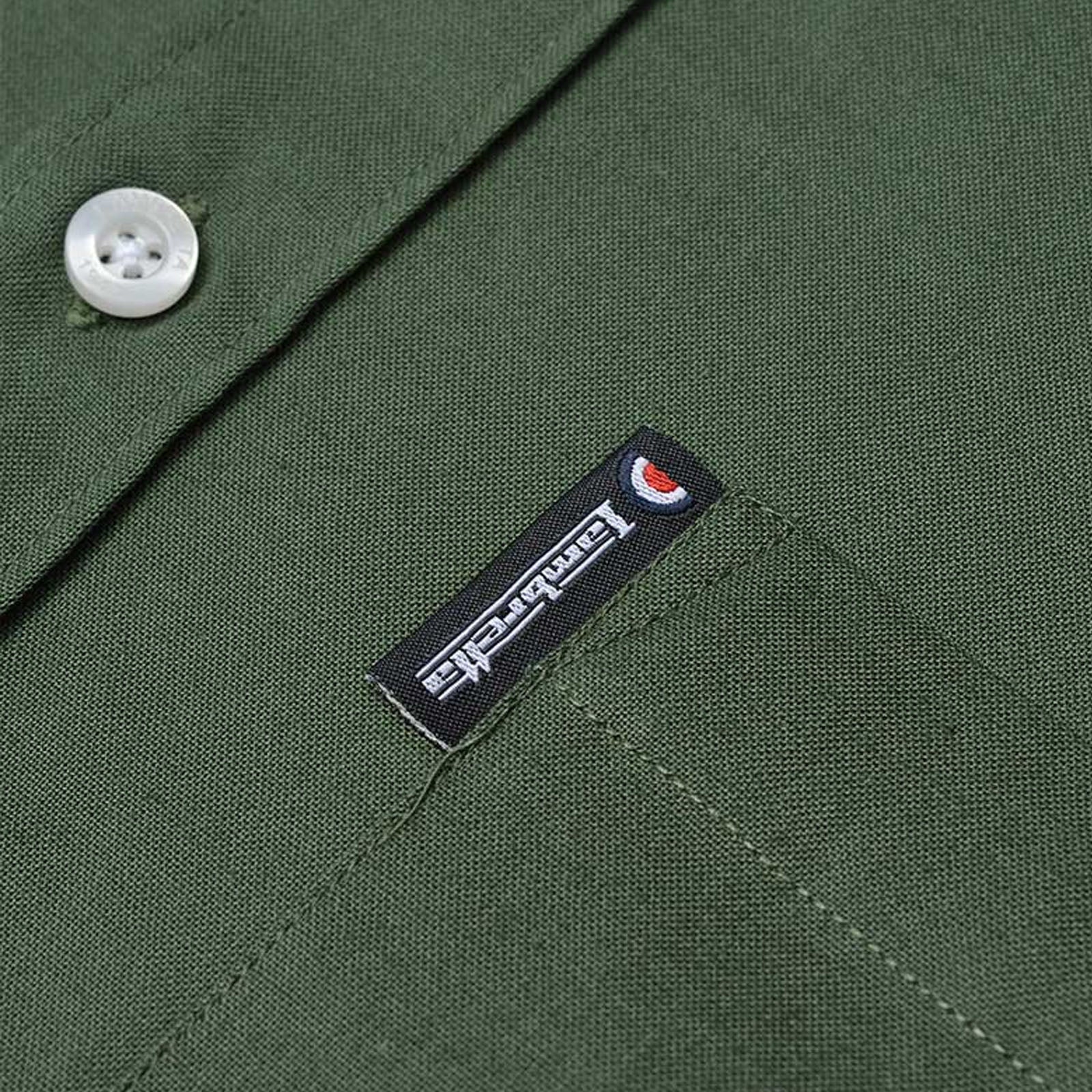 Lambretta Mens Oxford Long Sleeve Button Down Collar Shirt - Forest Green - Image 3