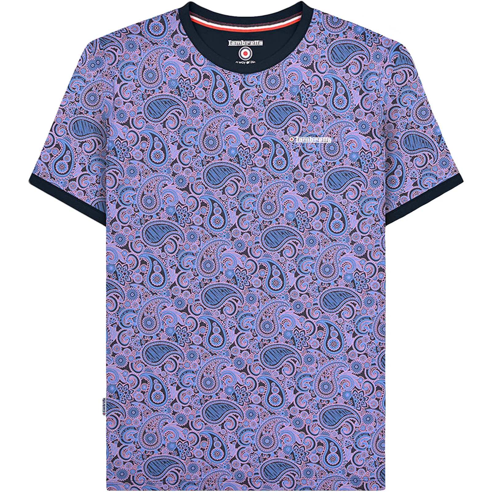 Lambretta Mens Paisley Crew Neck Cotton T-Shirt - Image 3