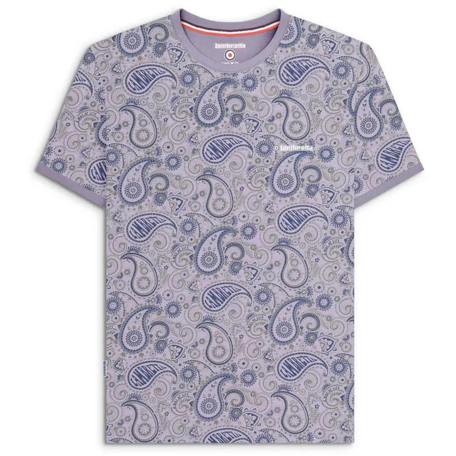Lambretta Mens Paisley Crew Neck Cotton T-Shirt - Image 7