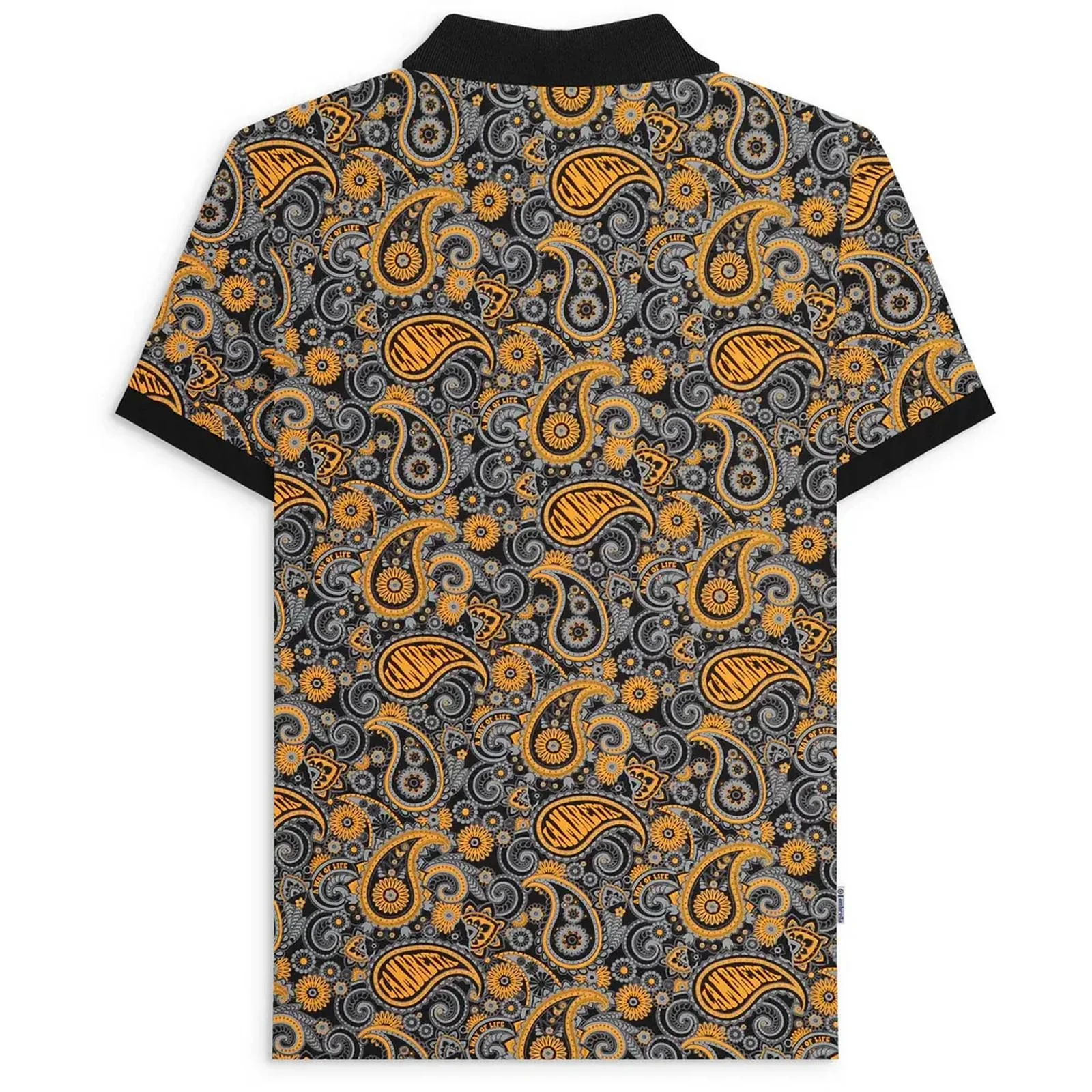 Lambretta Mens Paisley Brand Three Button Retro Polo Shirt Top - Image 35