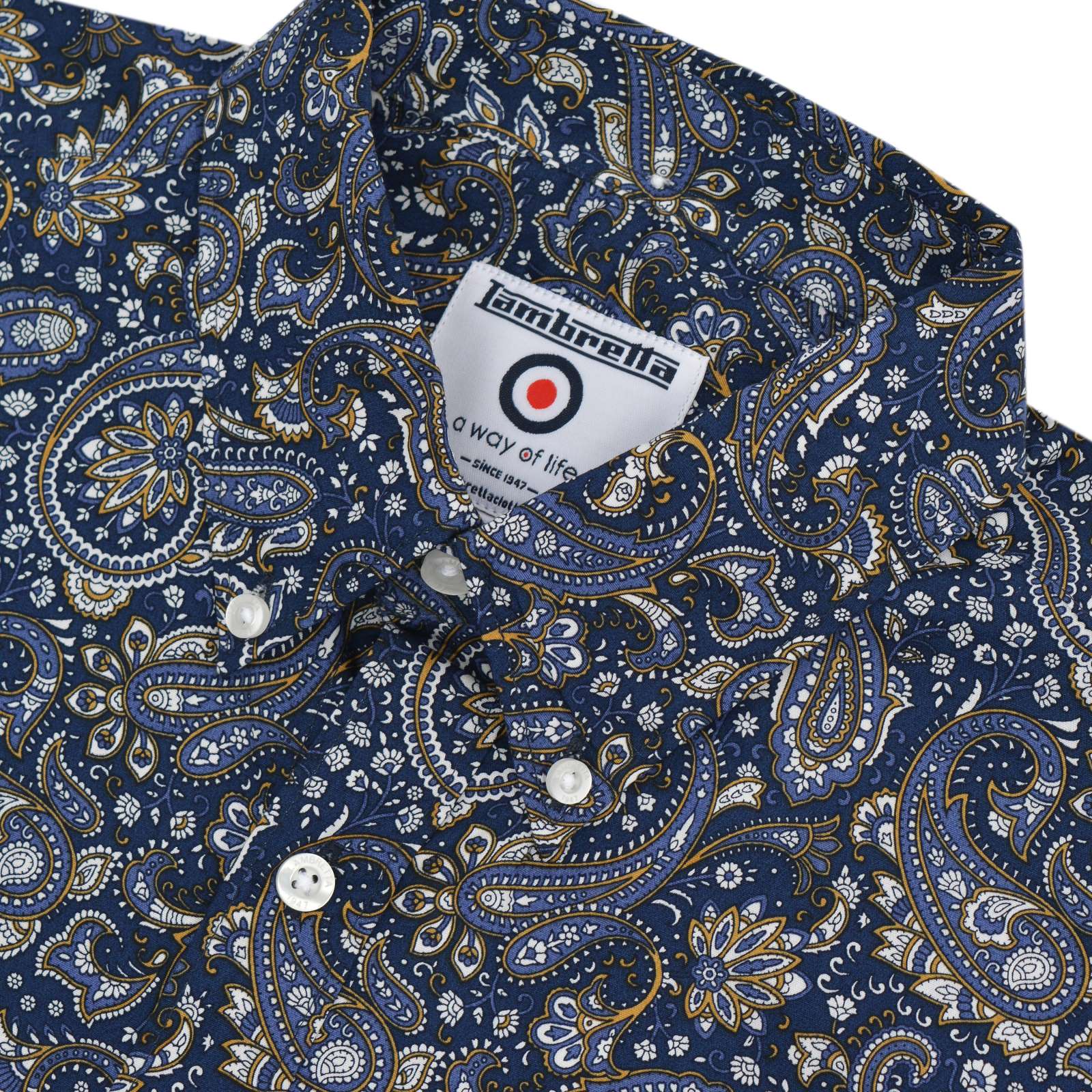 Lambretta Mens Paisley Shirt Short Sleeve Shirt - Image 3