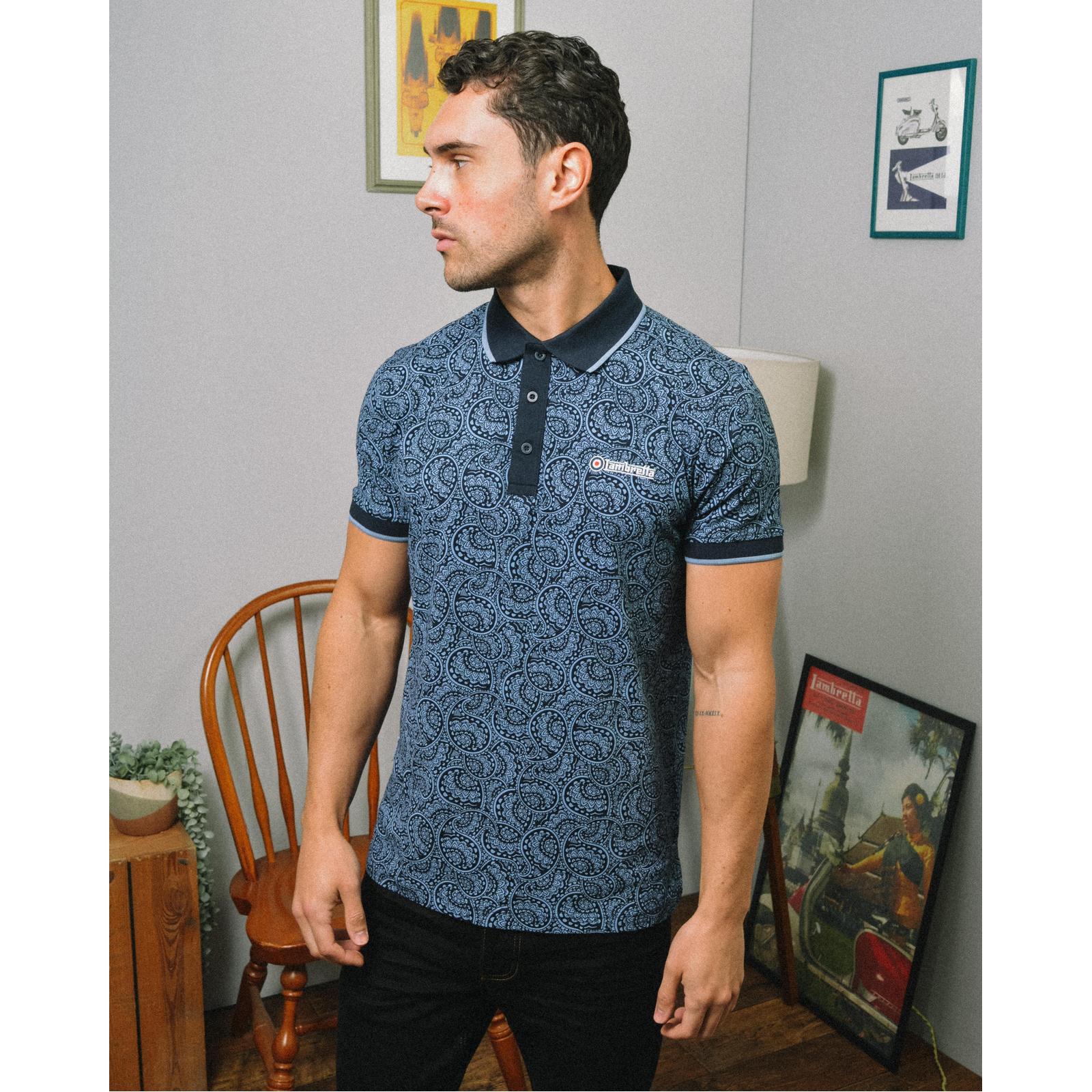 Lambretta Mens Paisley Tonal Polo Shirt - Image 5