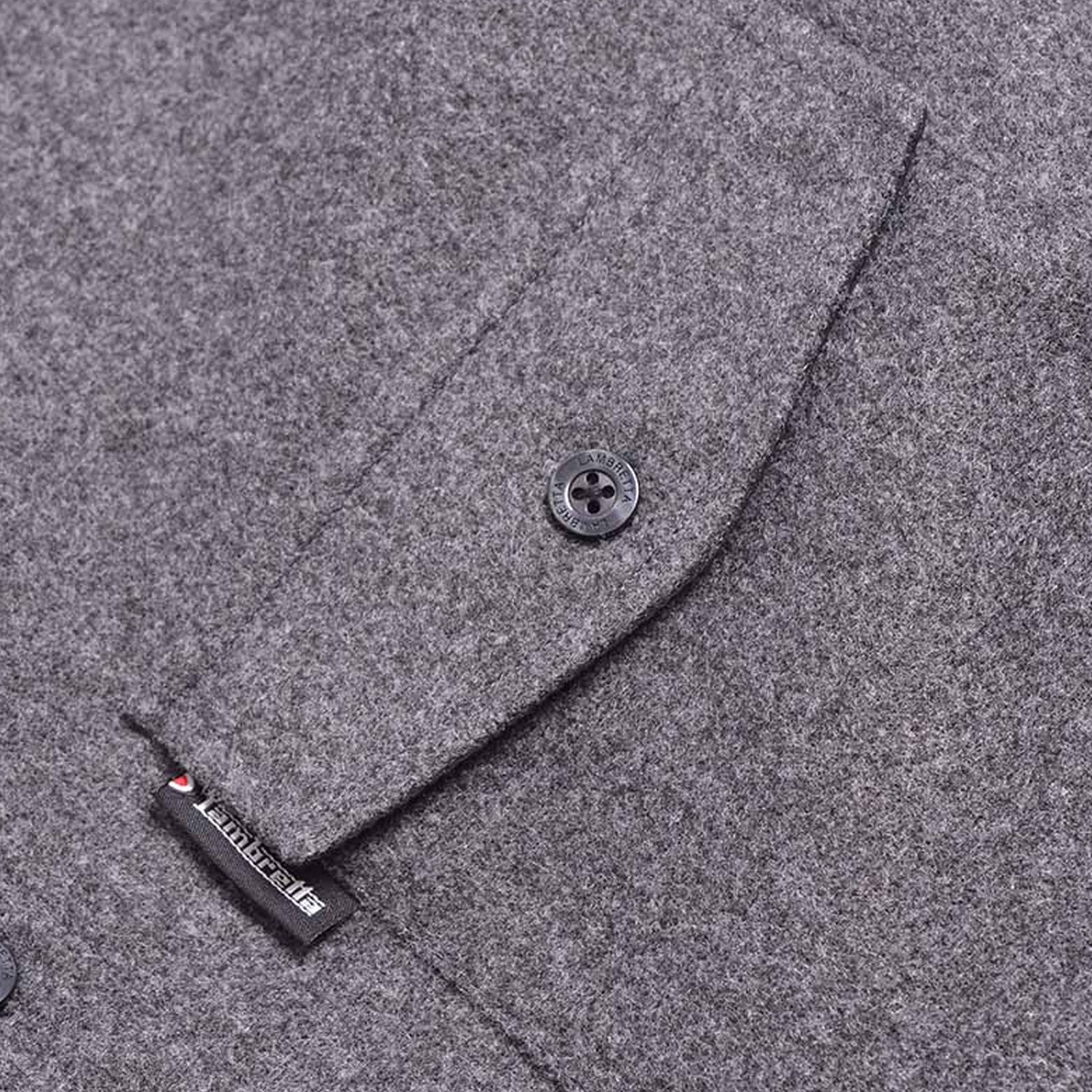 Lambretta Mens Plain Brushed Flannel Overshirt - Charcoal - Image 3