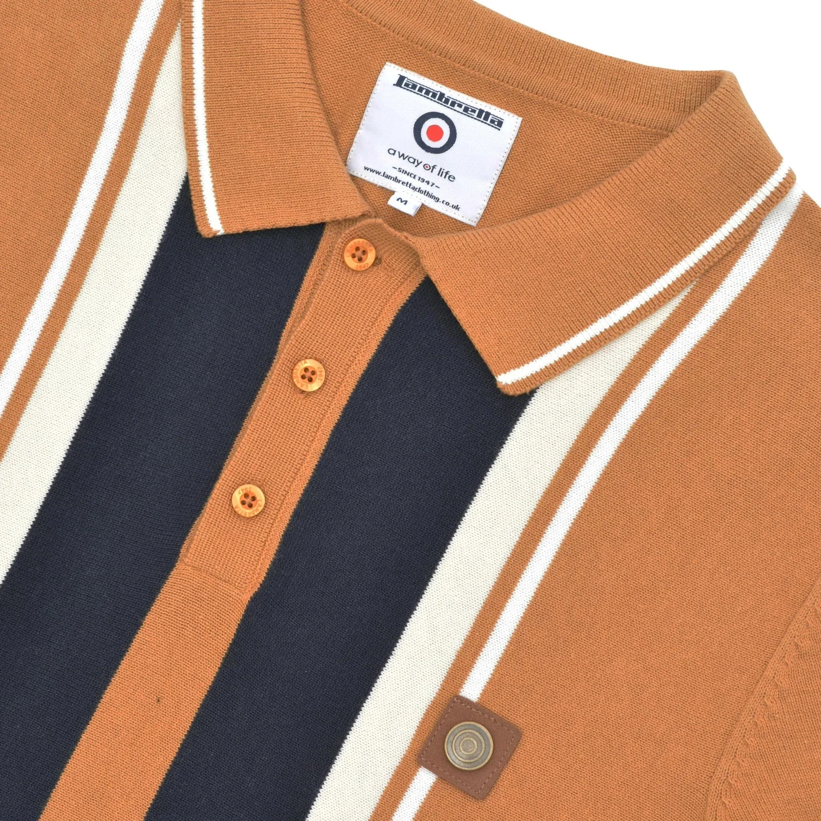 Lambretta Mens Striped Knit Short Sleeve Polo Shirt - Image 7