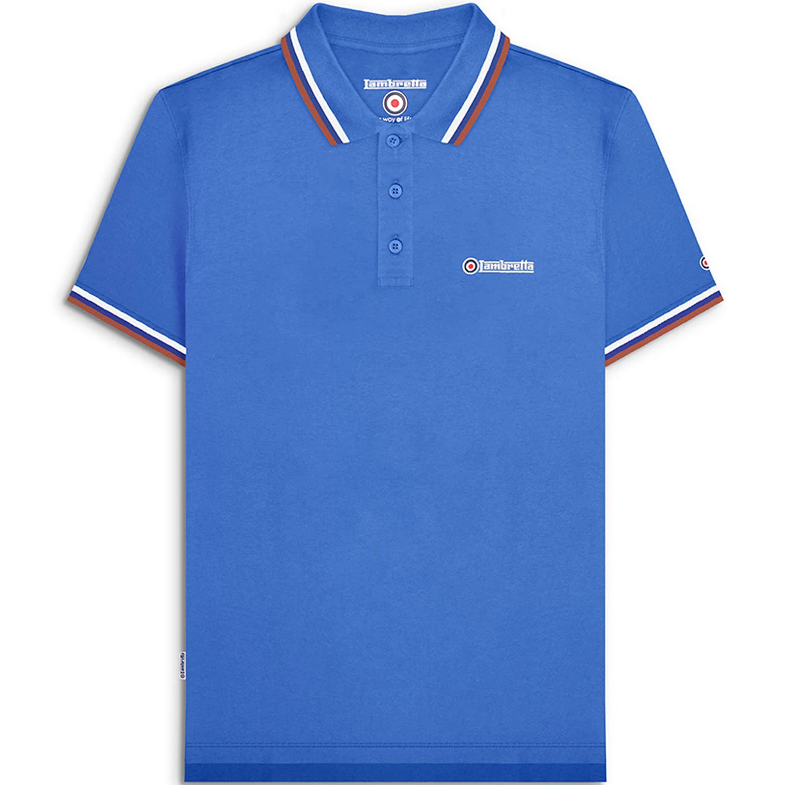 Lambretta Mens Triple Tipped Polo Shirt - Blue/White/Red - XL