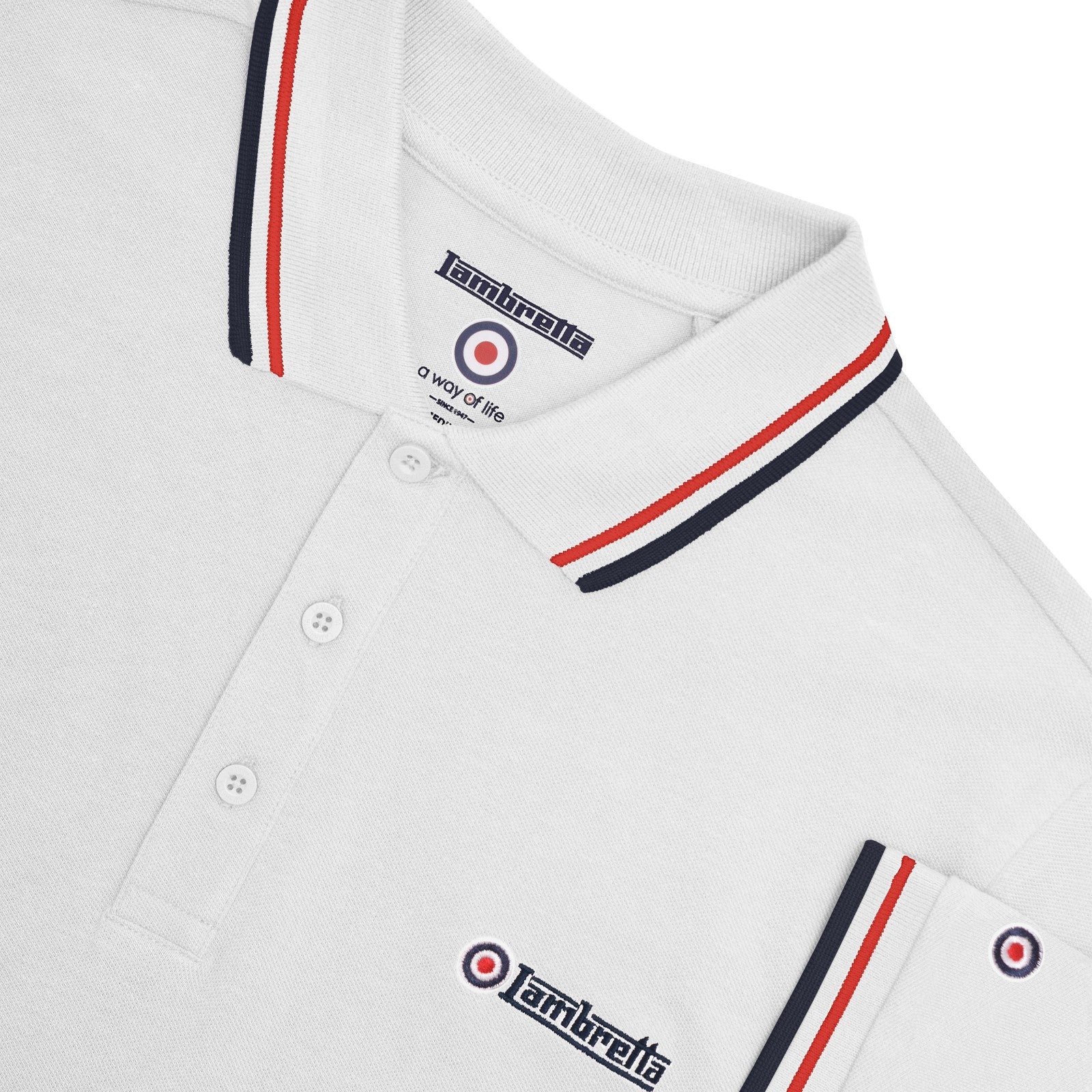 Lambretta Mens Twin Tipped Cotton Polo Shirt - Image 49