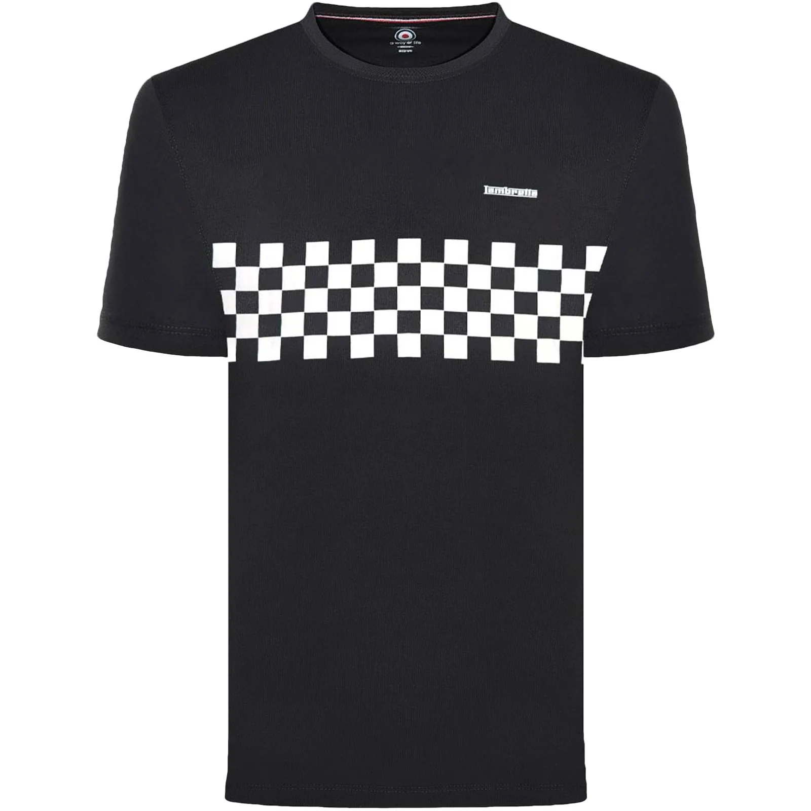 Lambretta Mens Two Tone Panel Checkered T-Shirt - Black