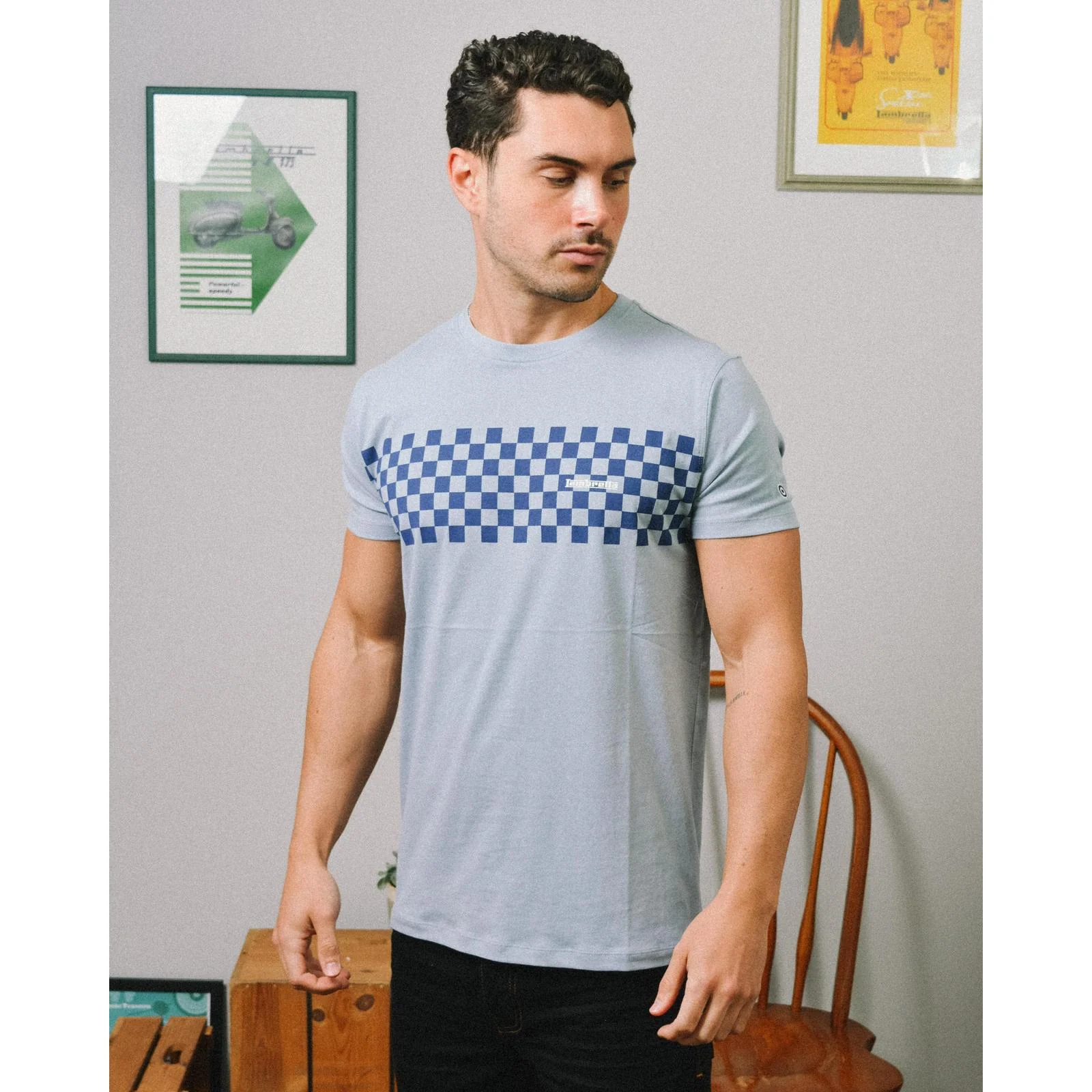 Lambretta Mens Two Tone Panel Short Sleeve Cotton T-Shirt - Image 5