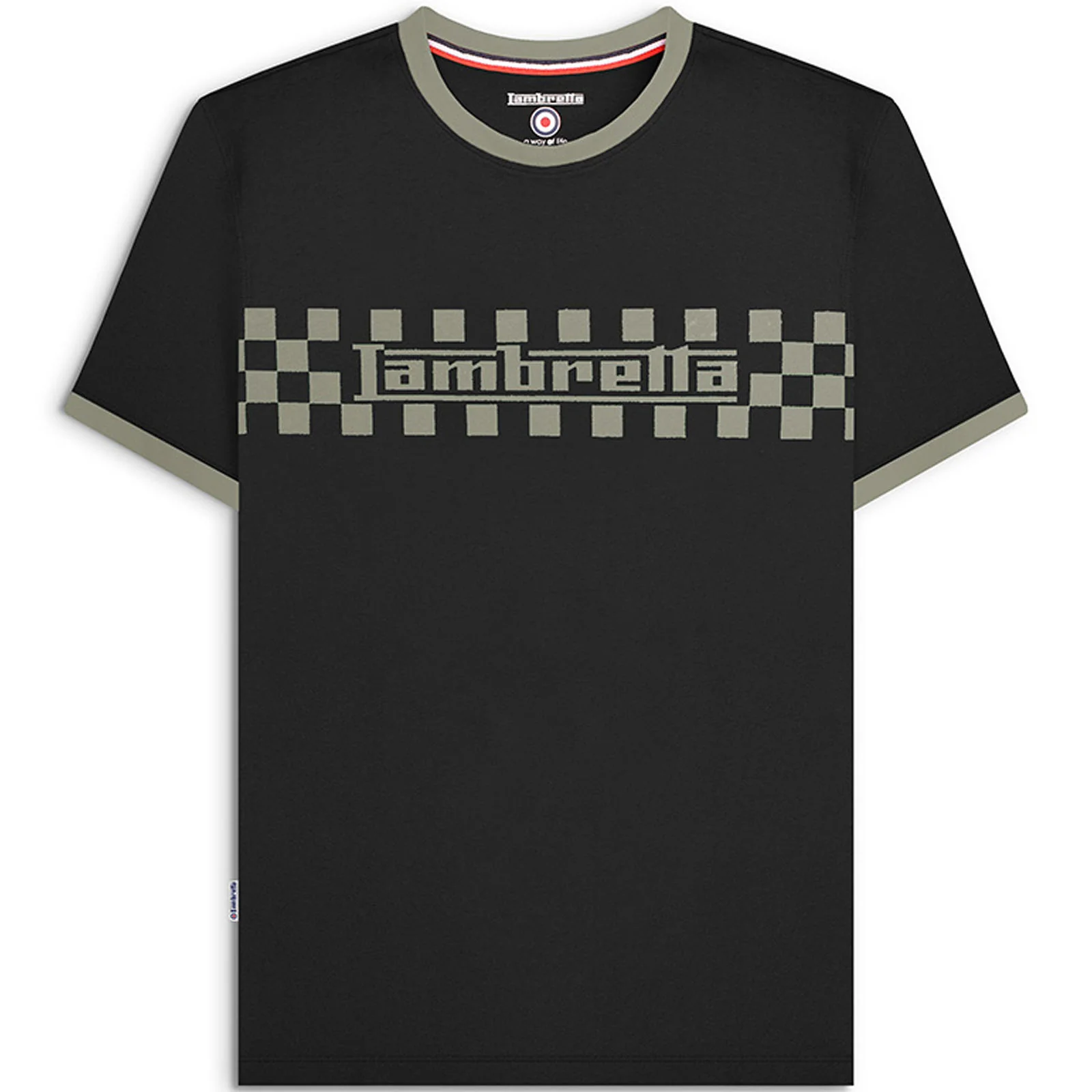Lambretta Mens Two Tone Ringer Crew Neck Retro T-Shirt - Image 2